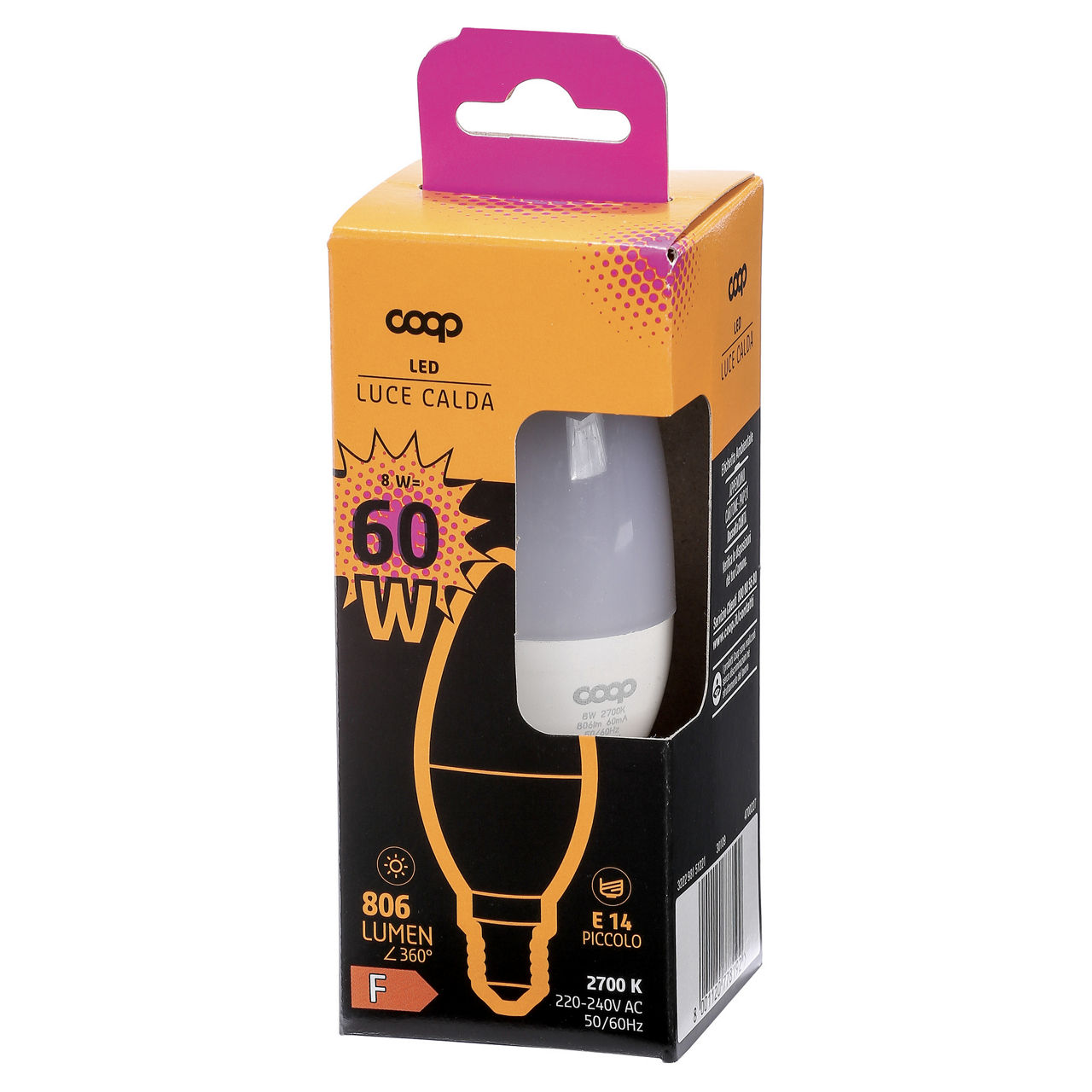 Led candela coop 60w e14 806lm a+