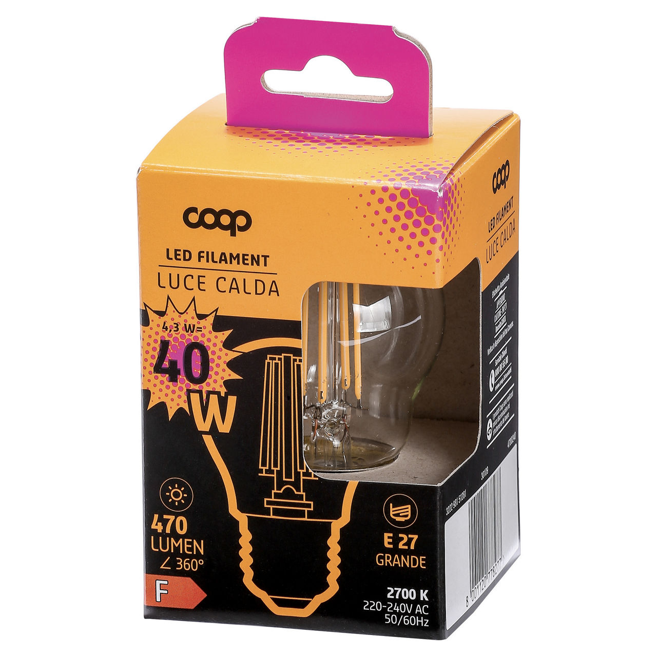 Led in sfera coop 40w e27 470lm 2700k - Immagine 01