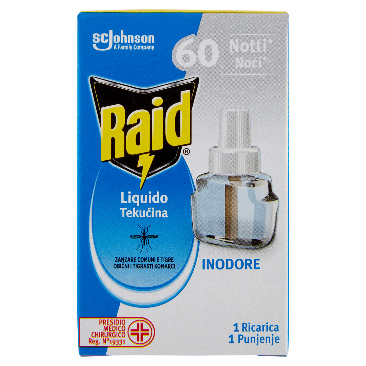 Insetticida raid liquido ricarica 60 notti inodore ml 36