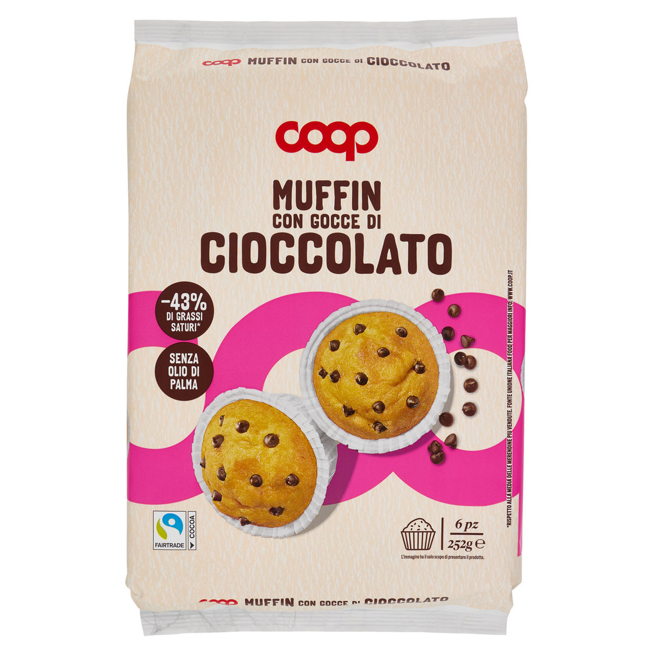 Muffin classico con gocce di cioccolato 6 pz 252 gr