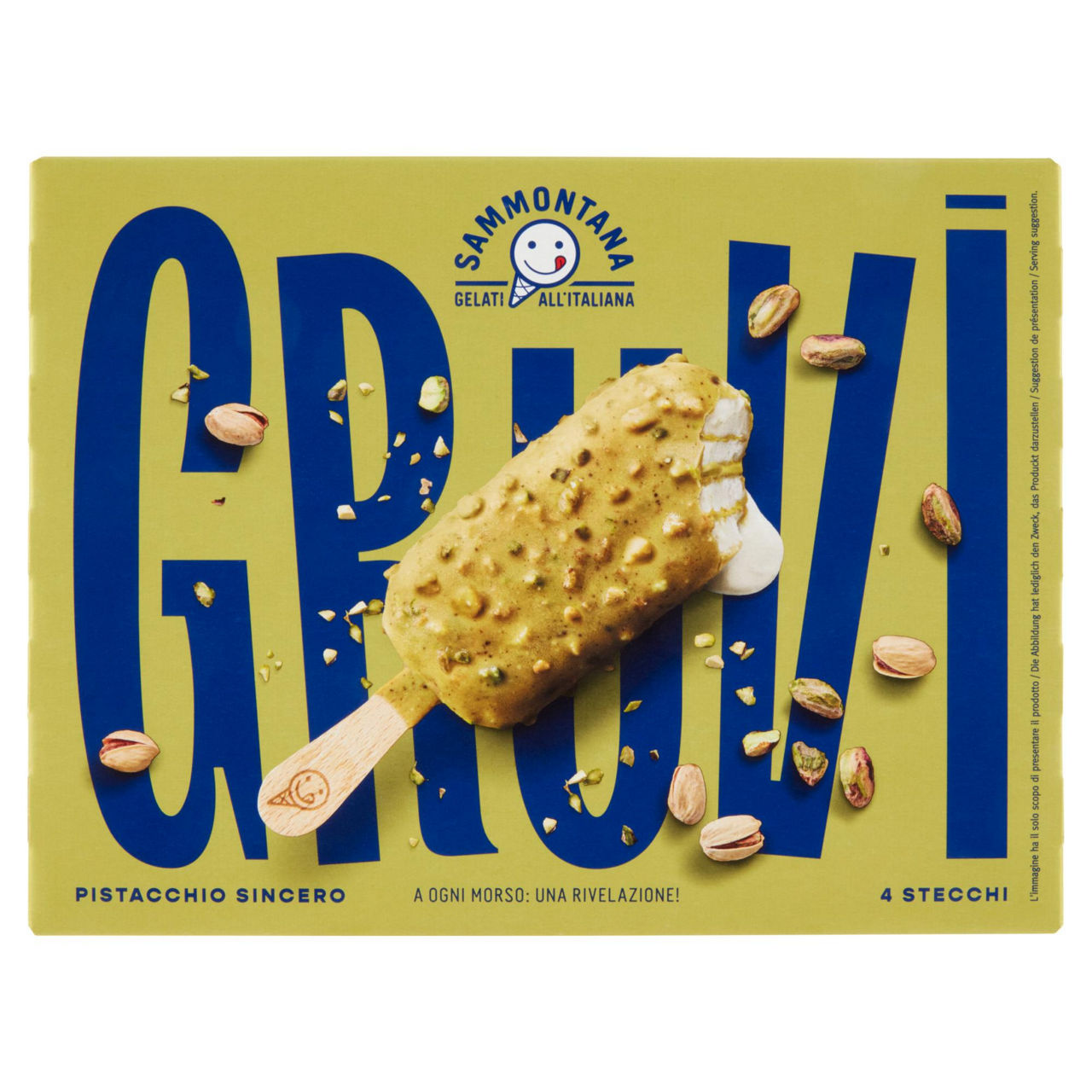 Stecco gelato al pistacchio ricoperto con granella di pistacchi e biscotti 4 pz 240 gr - Immagine 01