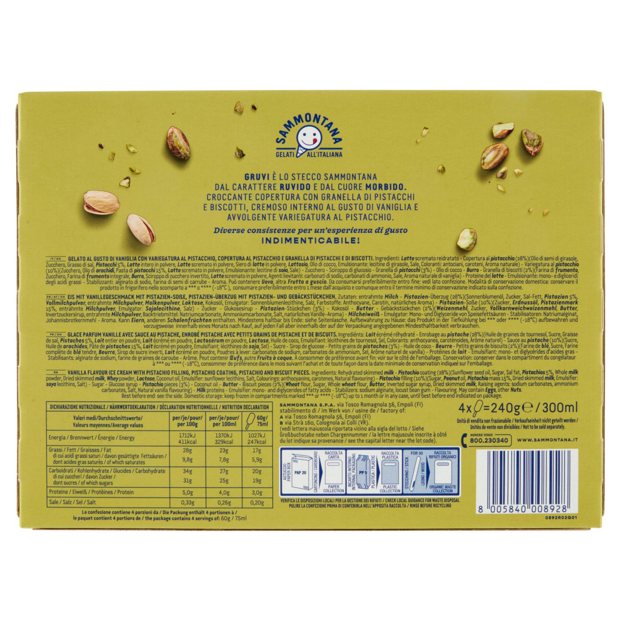 Stecco gelato al pistacchio ricoperto con granella di pistacchi e biscotti 4 pz 240 gr - Immagine 41