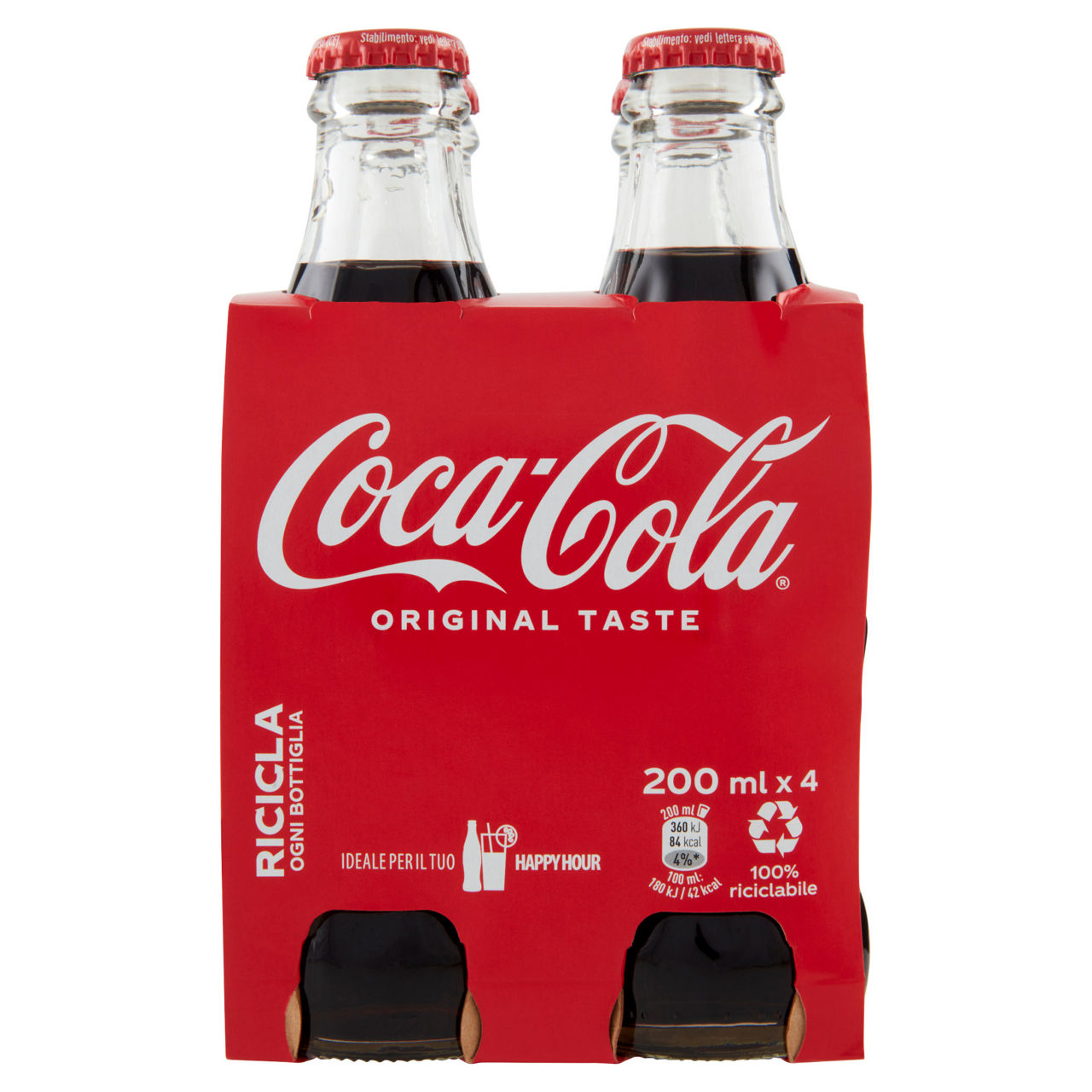 Coca Cola in vetro 4 pz x 200 ml 