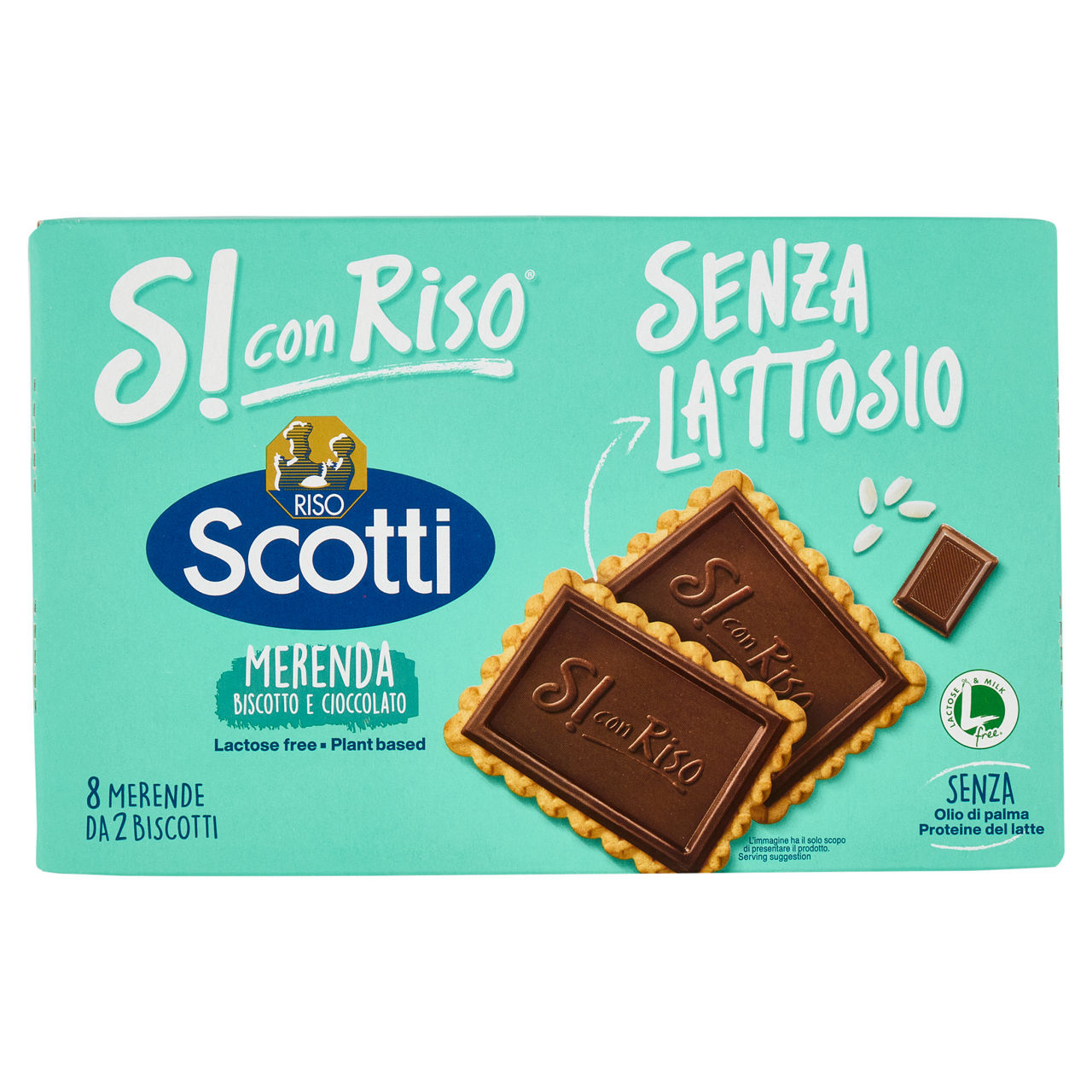Biscotto con tavoletta di cioccolato fondente senza lattosio 8 pz 200 gr - Immagine 01