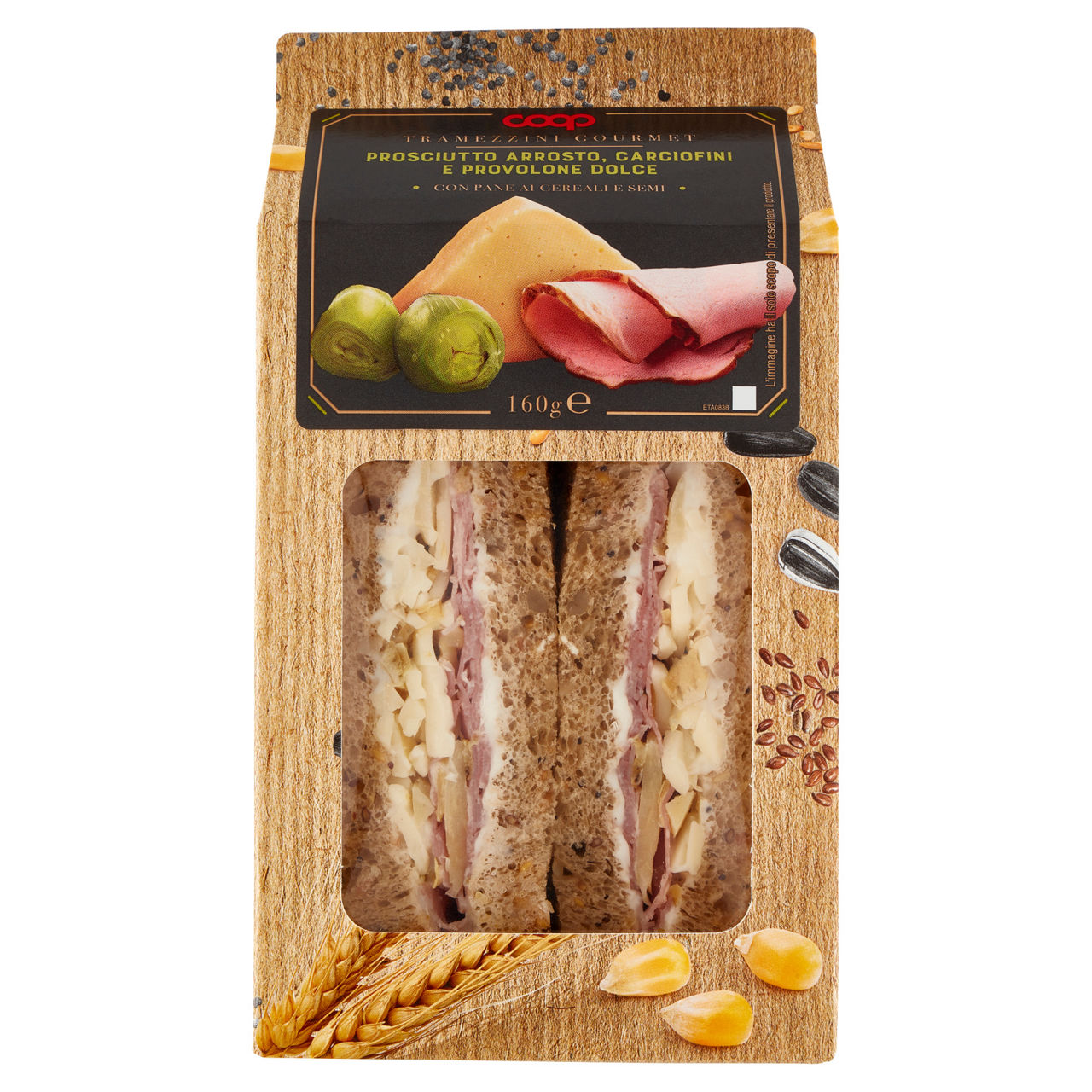 Tramezzini Gourmet con prosciutto arrosto carciofi e provolone dolce 2 pz 160 gr - Immagine 01