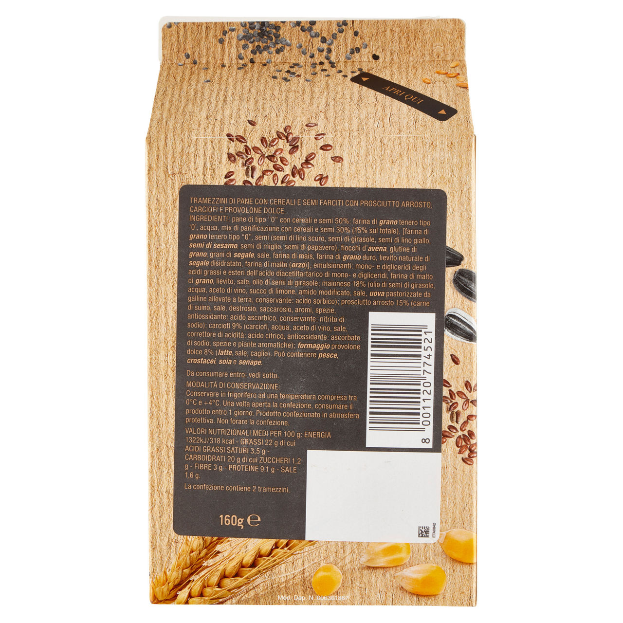 Tramezzini Gourmet con prosciutto arrosto carciofi e provolone dolce 2 pz 160 gr - Immagine 61