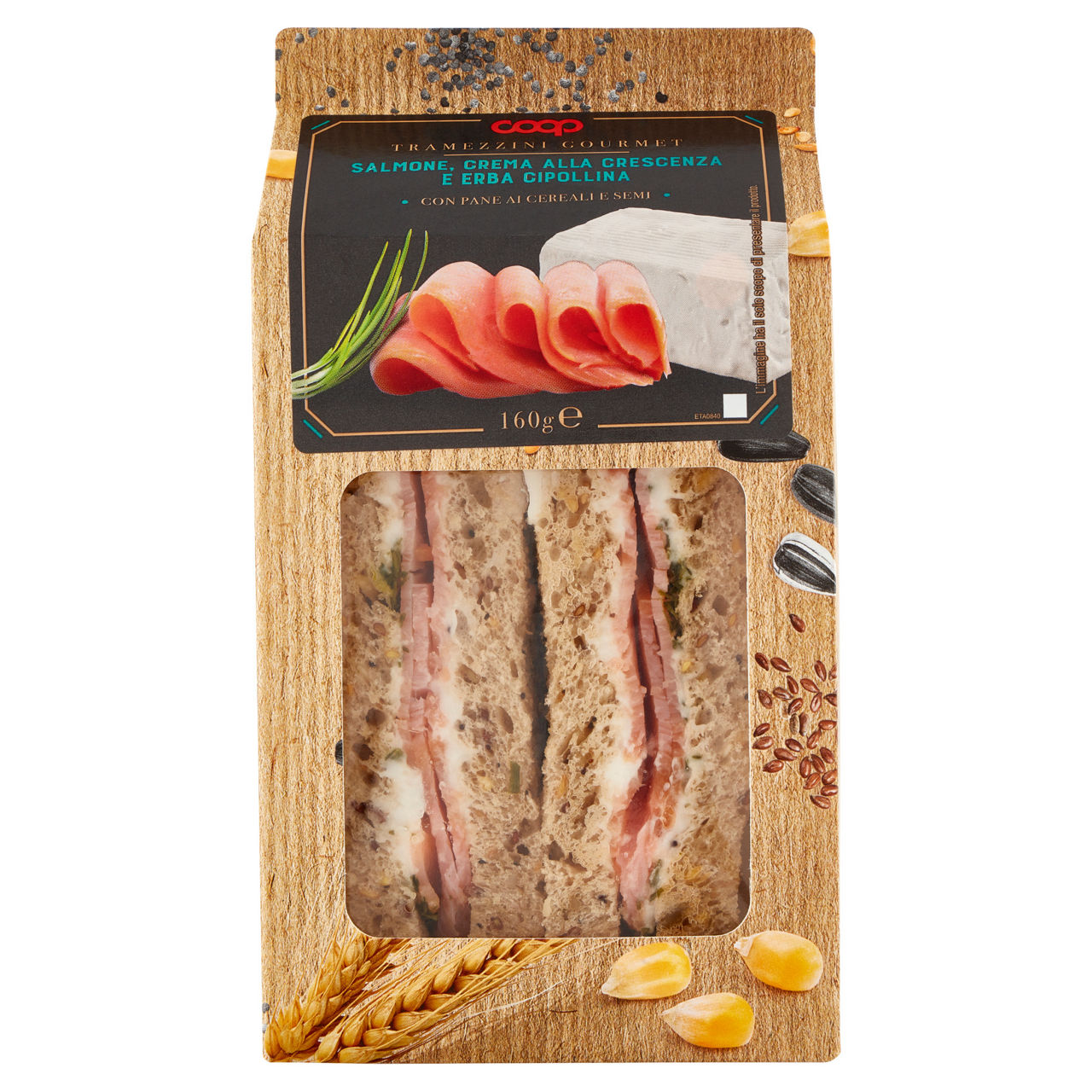 Tramezzini Gourmet con salmone crescenza e erba cipollina 2 pz 160 gr