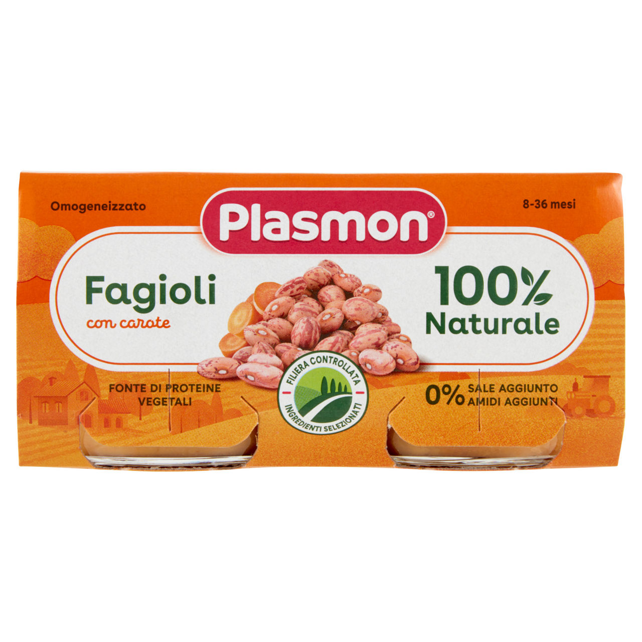 Omogeneizzato di fagioli con carote 2 pz x 80 gr