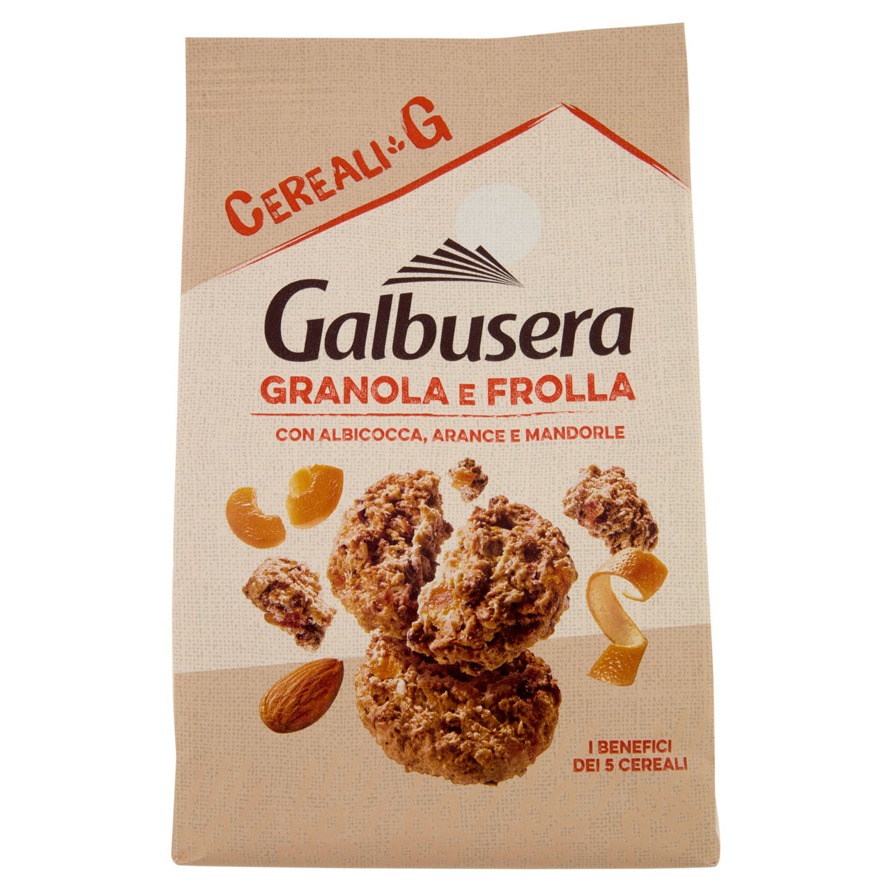Biscotti granola e frolla con albicocca arancia e mandorle 300 gr - Immagine 01