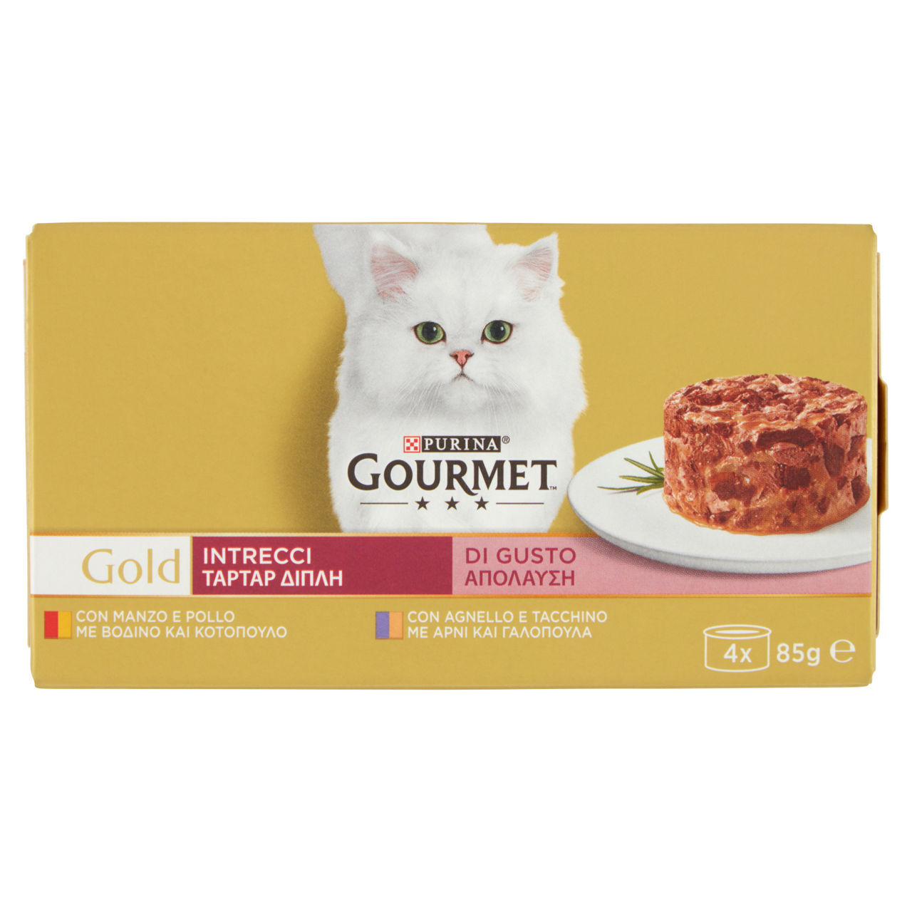 Umido gatto gourmet gold 4x85g - intrecci di gusto carne