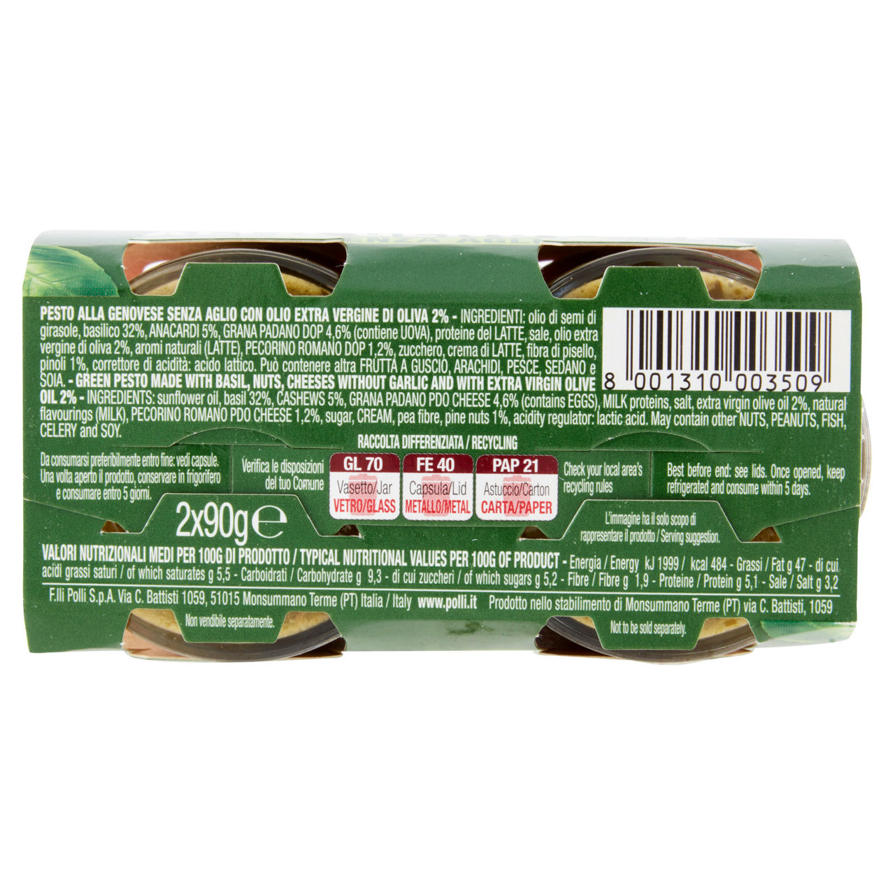 Pesto alla genovese senza aglio 2 pz x 90 gr - Immagine 51
