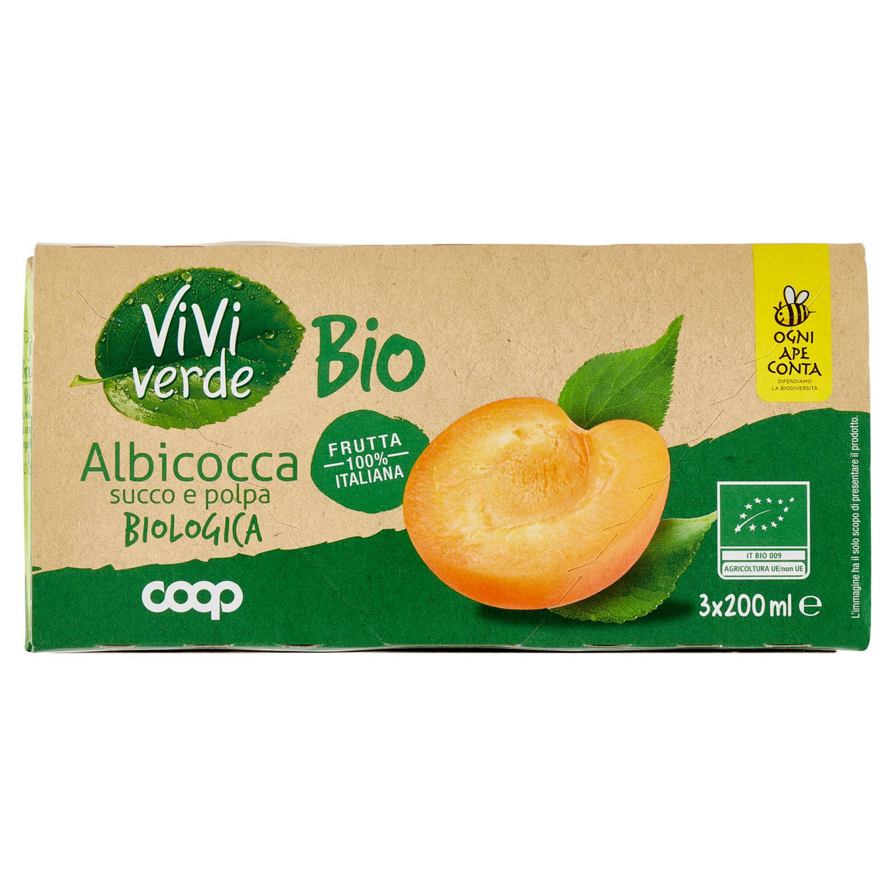 Succo albicocca biologica vivi verde 3 x 200 ml - Immagine 01
