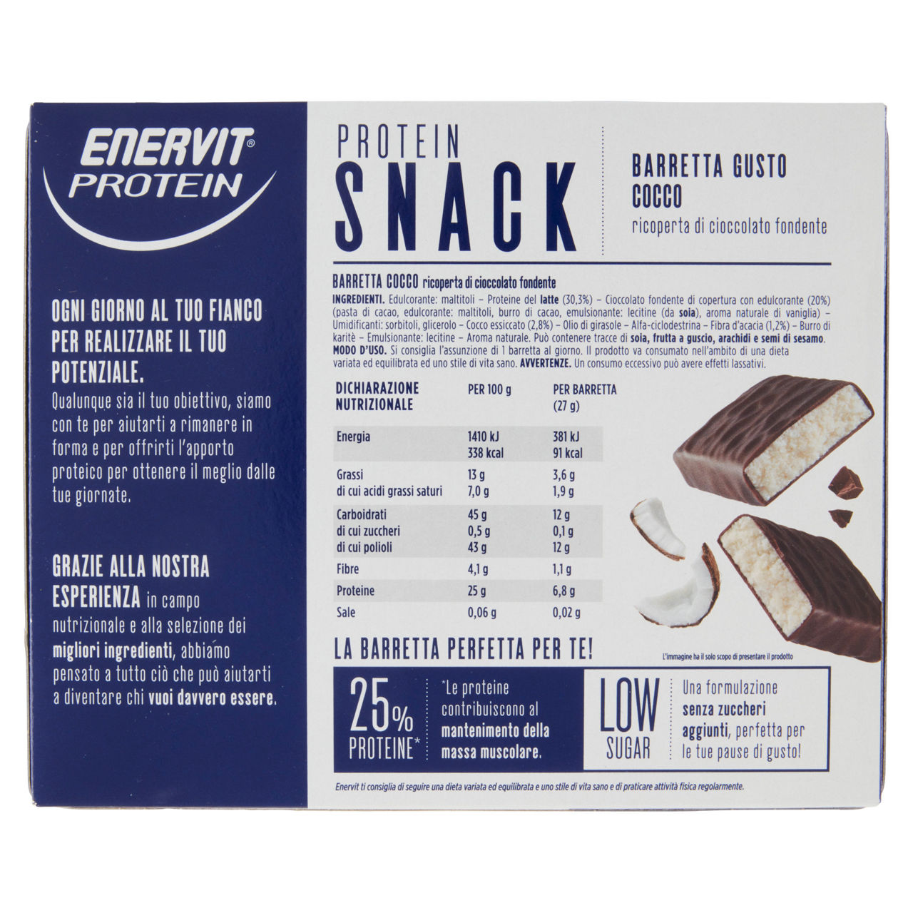 Barretta proteica con cocco ricoperta di cioccolato fondente 8 pz x 27 gr - Immagine 41