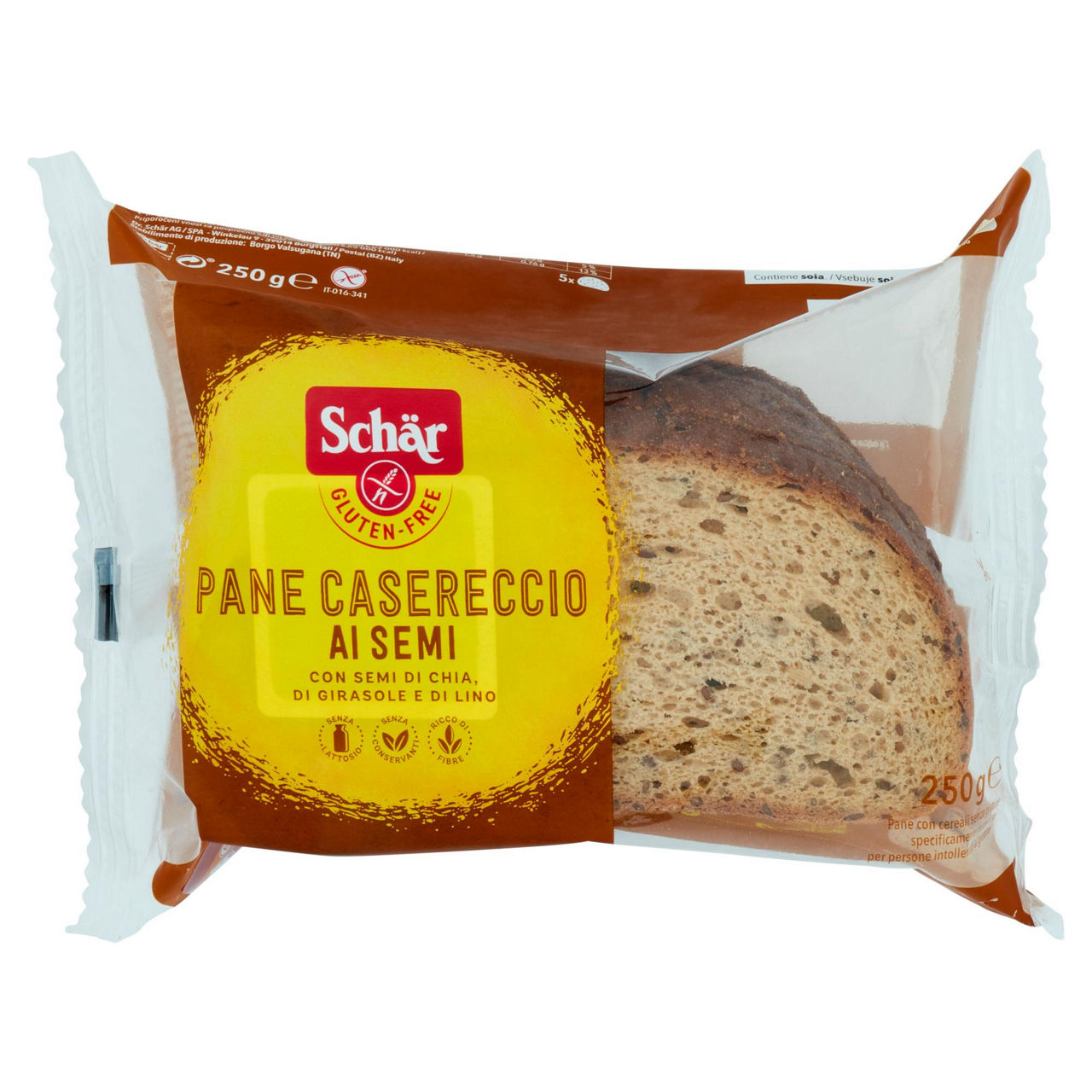 Pane a fette ai semi senza glutine e senza lattosio 250 gr - Immagine 01