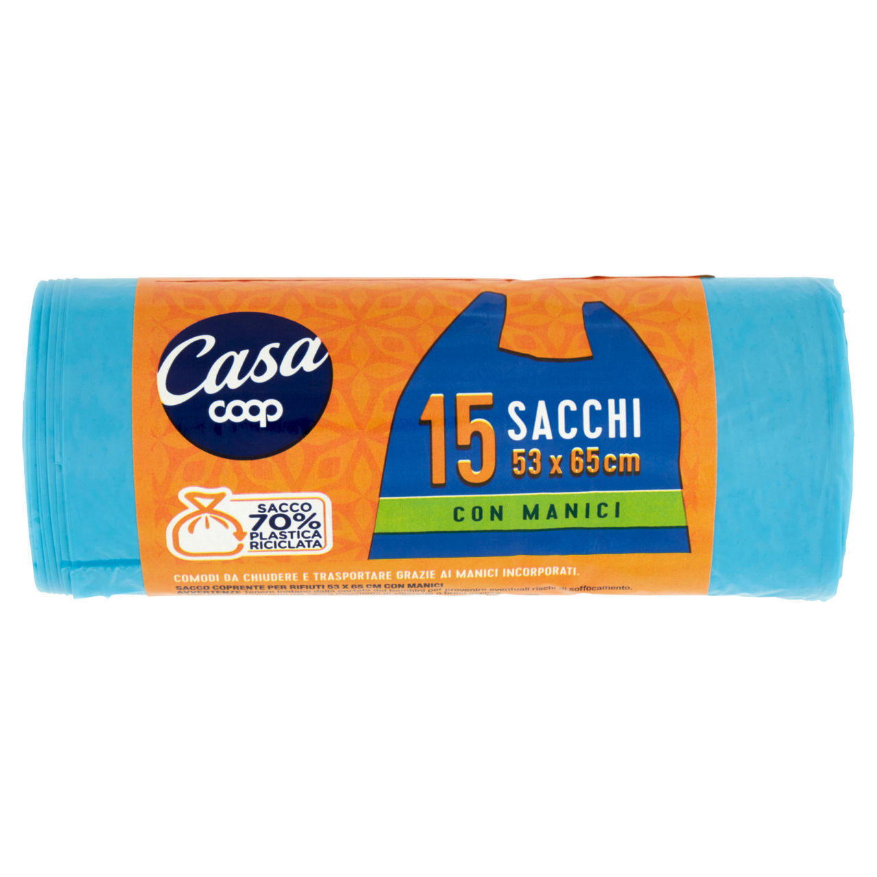 Sacchi nettezza azzurri con manici 53x65 cm 15 pz