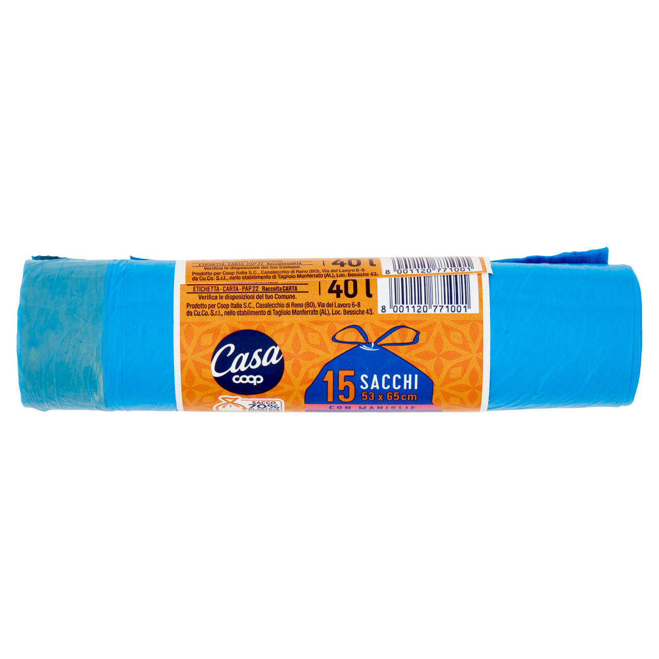 Sacchi nettezza azzurri con maniglia scorrevole 53x65 cm15 pz - Immagine 51
