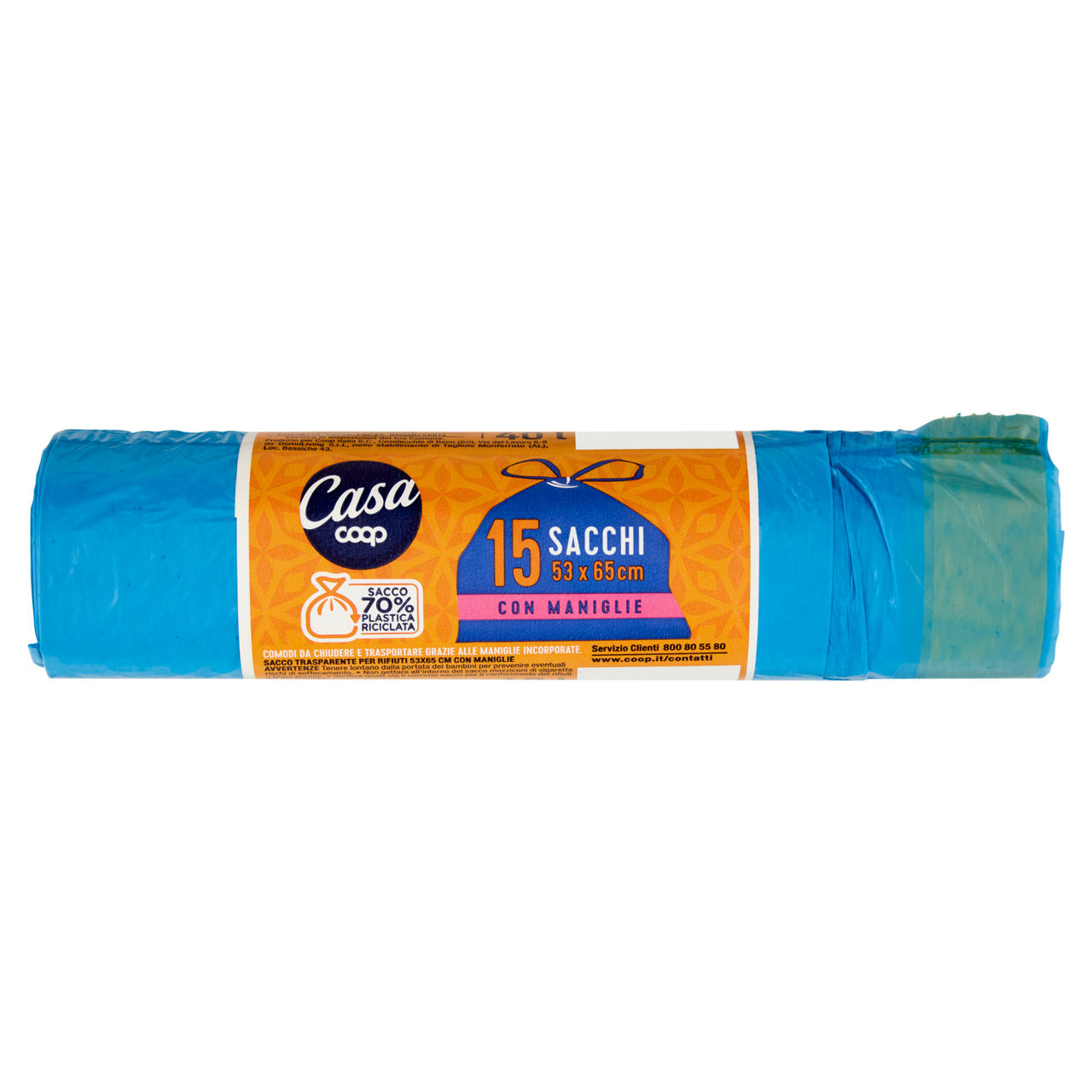 Sacchi nettezza azzurri con maniglia scorrevole 53x65 cm15 pz - Immagine 11