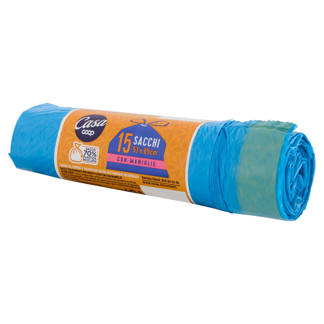 Sacchi nettezza azzurri con maniglia scorrevole 53x65 cm15 pz - Immagine 81