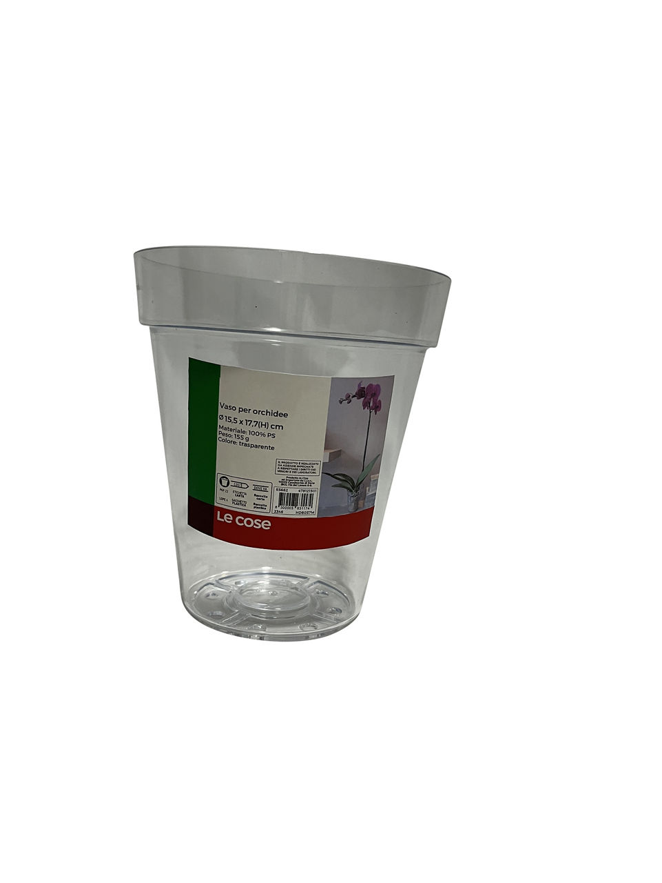 Vaso trasparente per orchidea 15,5 cm - Immagine 01