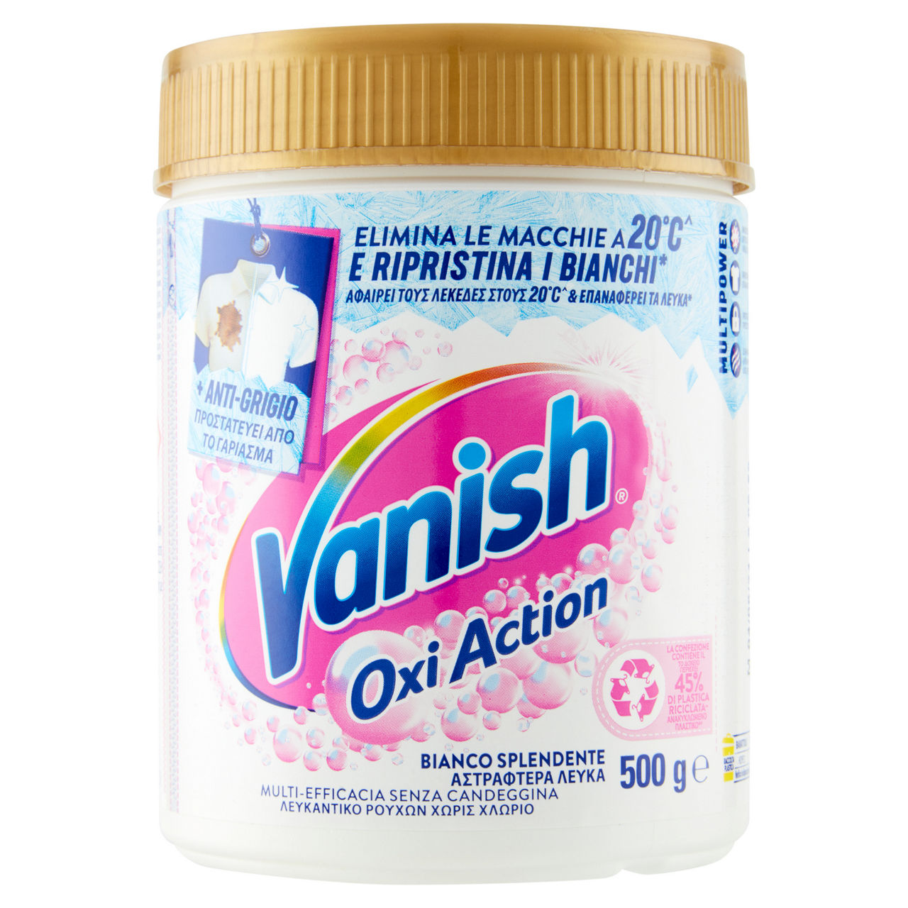 Additivo smacchiatore per bianchi in polvere oxi action 500 gr - Immagine 01
