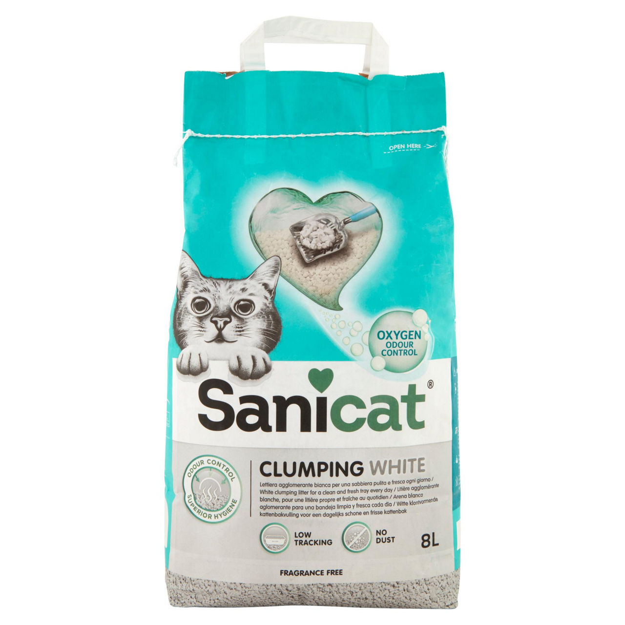 Lettiera per gatti agglomerante bianca 8 lt - Immagine 01