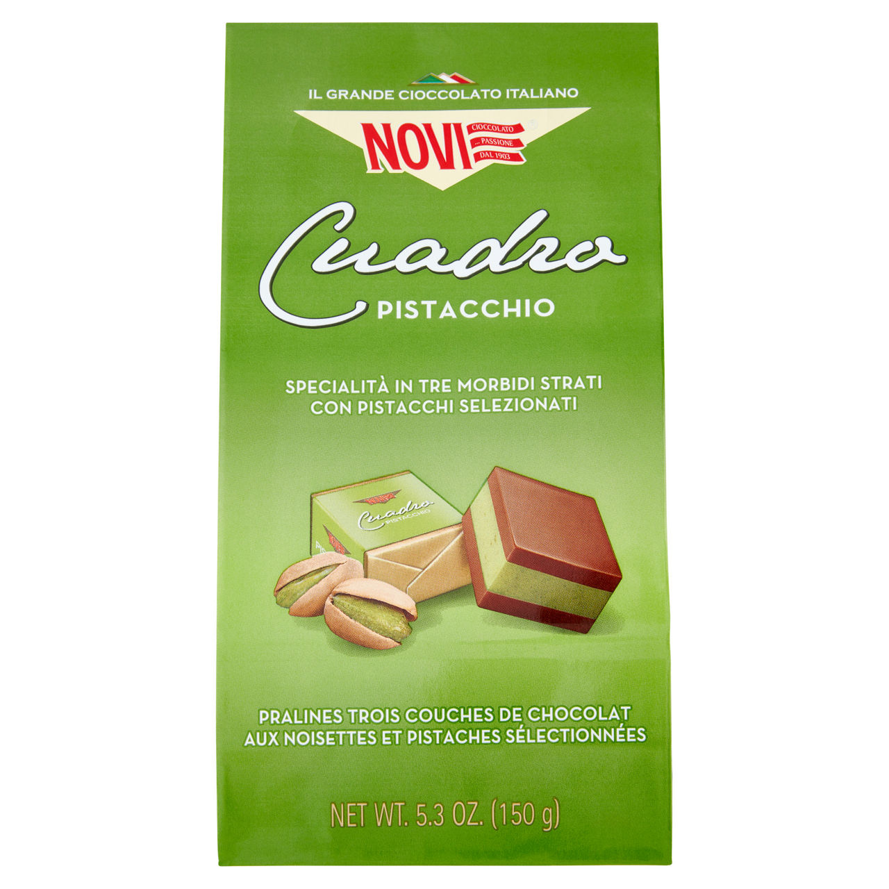Praline di cioccolato ai pistacchi cuadro 150 gr - Immagine 01