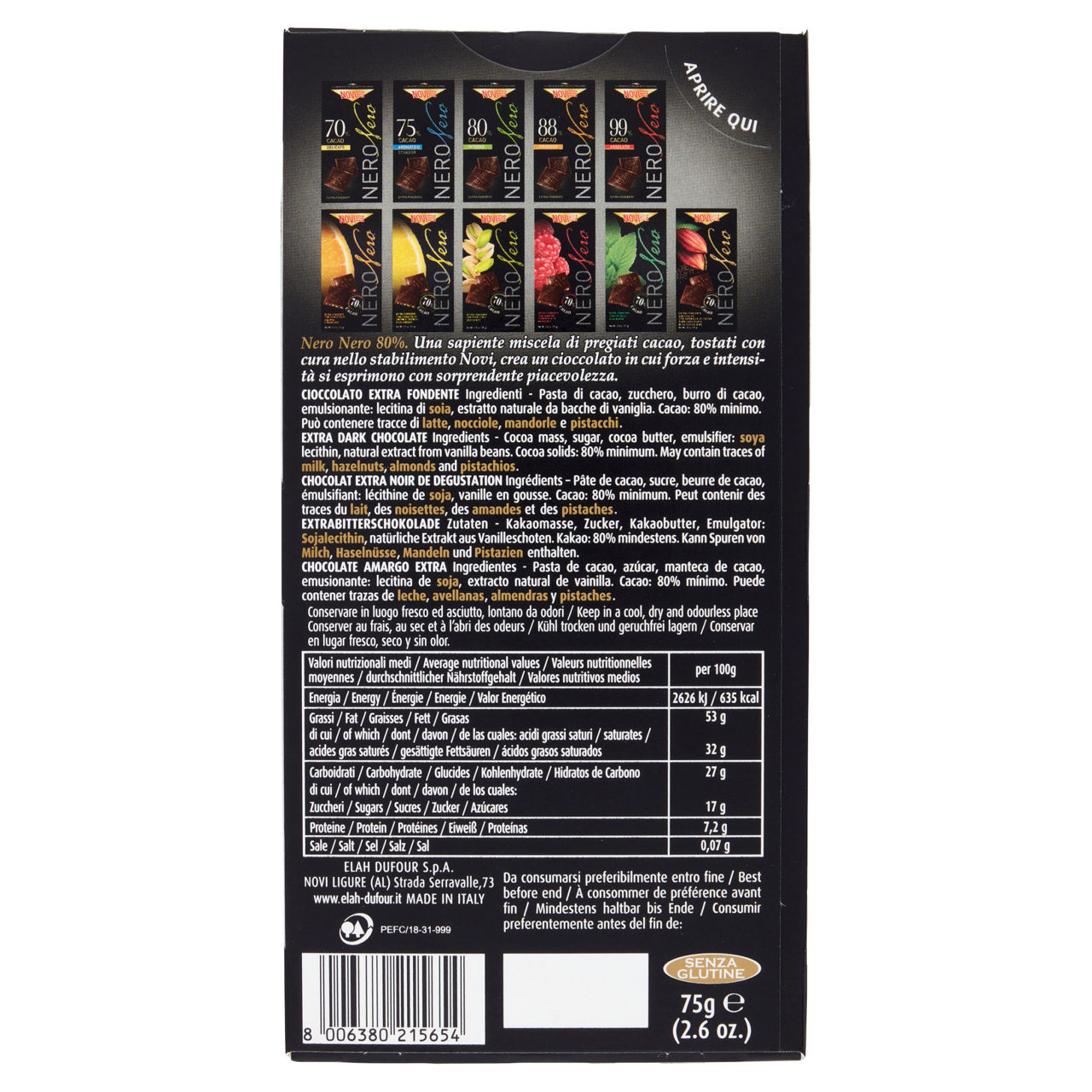 Tavoletta di cioccolato Nero Nero extra fondente 80% Intenso 75 gr - Immagine 51