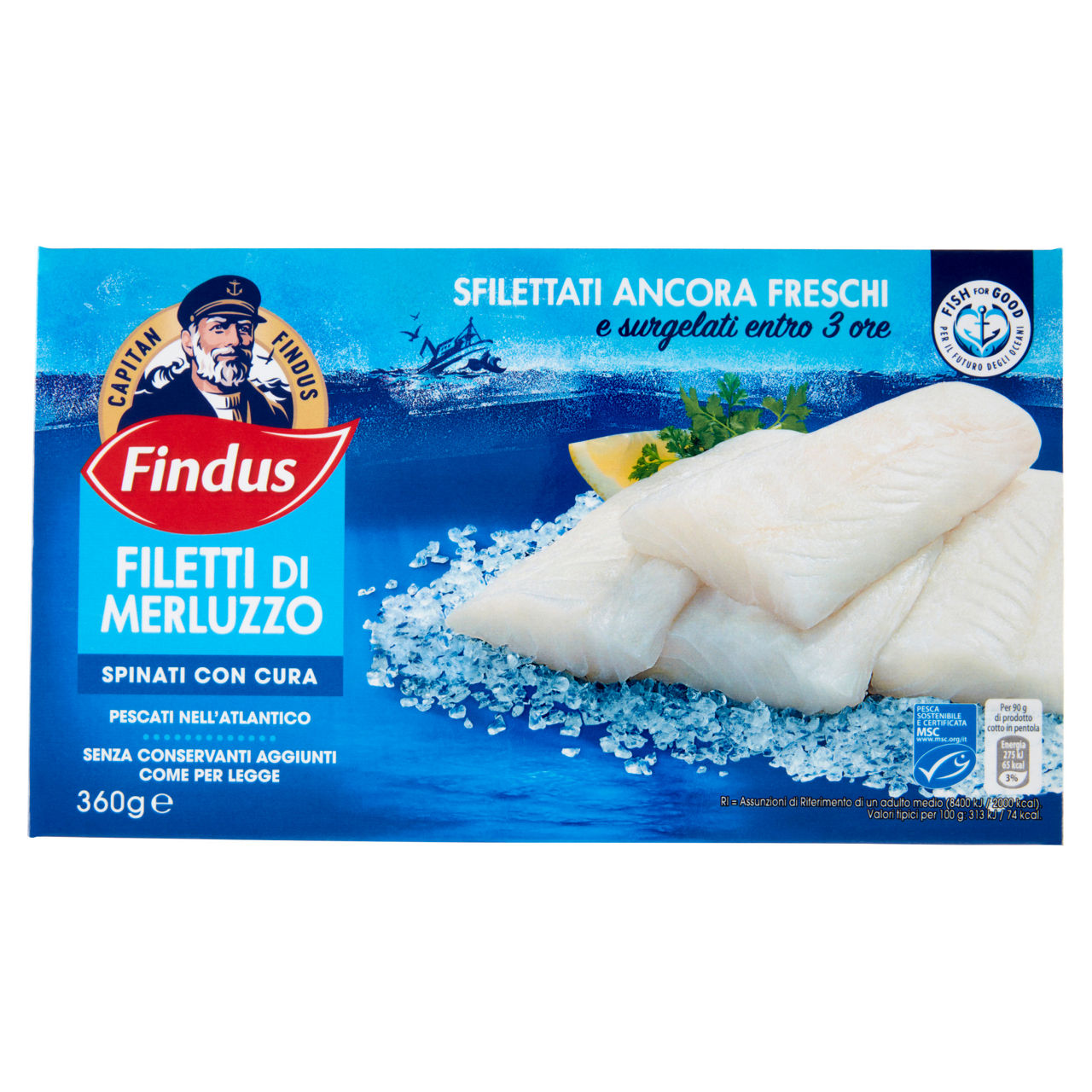 Filetti di merluzzo surgelati 360 gr