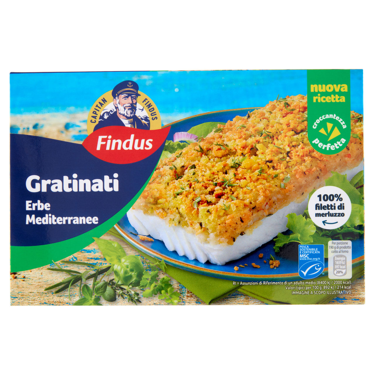 Merluzzo d'alaska gratinato con erbe Mediterranee surgelato 380 gr - Immagine 01