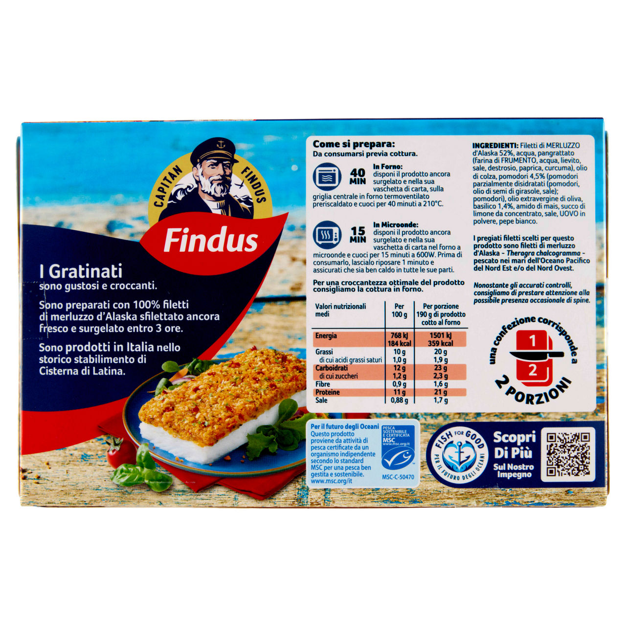 Merluzzo d'Alaska gratinato con pomodoro e basilico surgelato 380 gr - Immagine 21