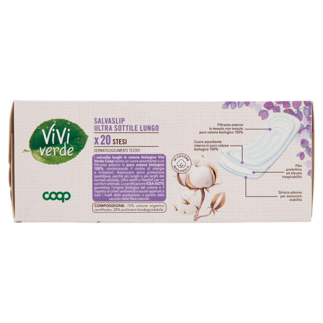 Salvaslip ultra sottili lunghi in cotone bio stesi 20 pz - Immagine 31