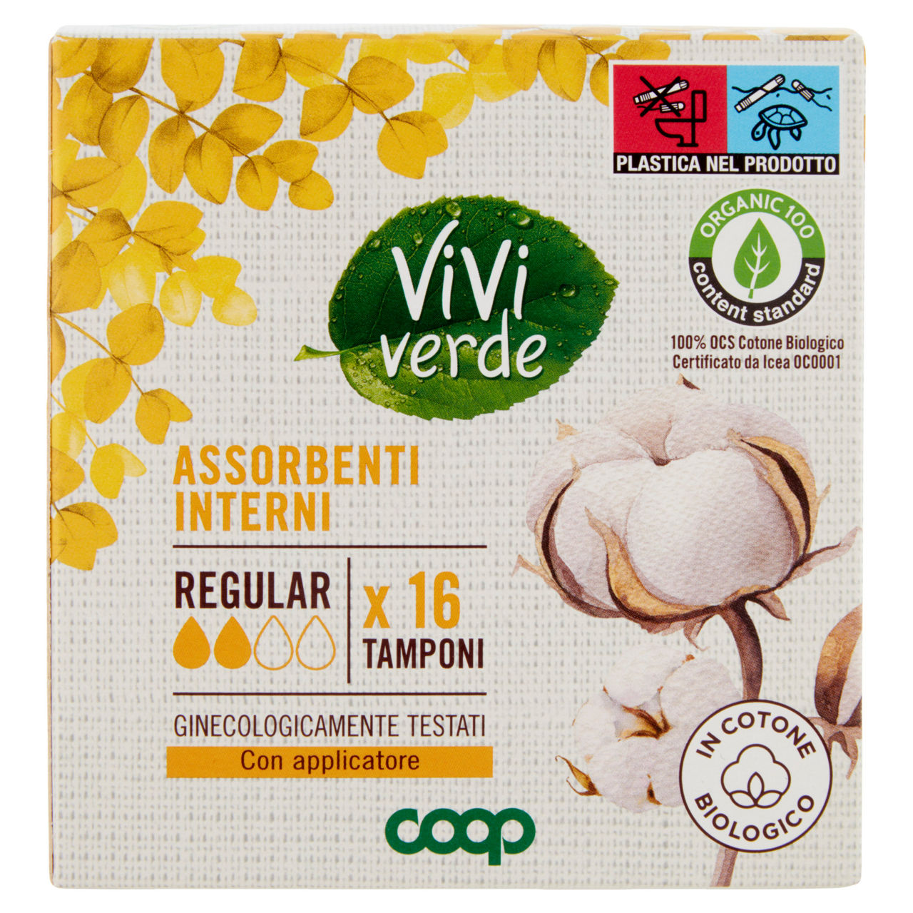 Assorbenti interni in cotone biologico regular tamponi vivi verde 16 pz - Immagine 51