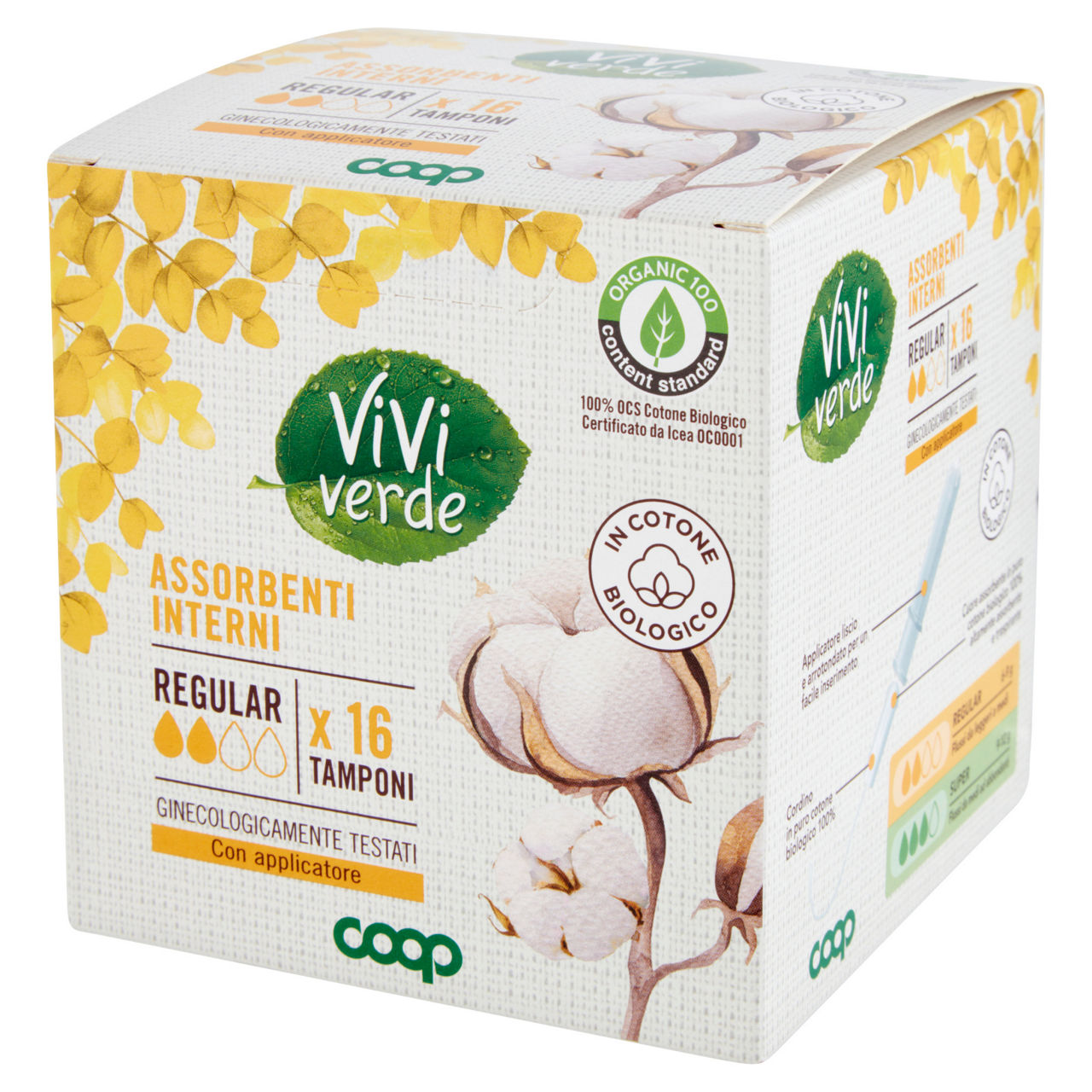 Assorbenti interni in cotone biologico regular tamponi vivi verde 16 pz - Immagine 41