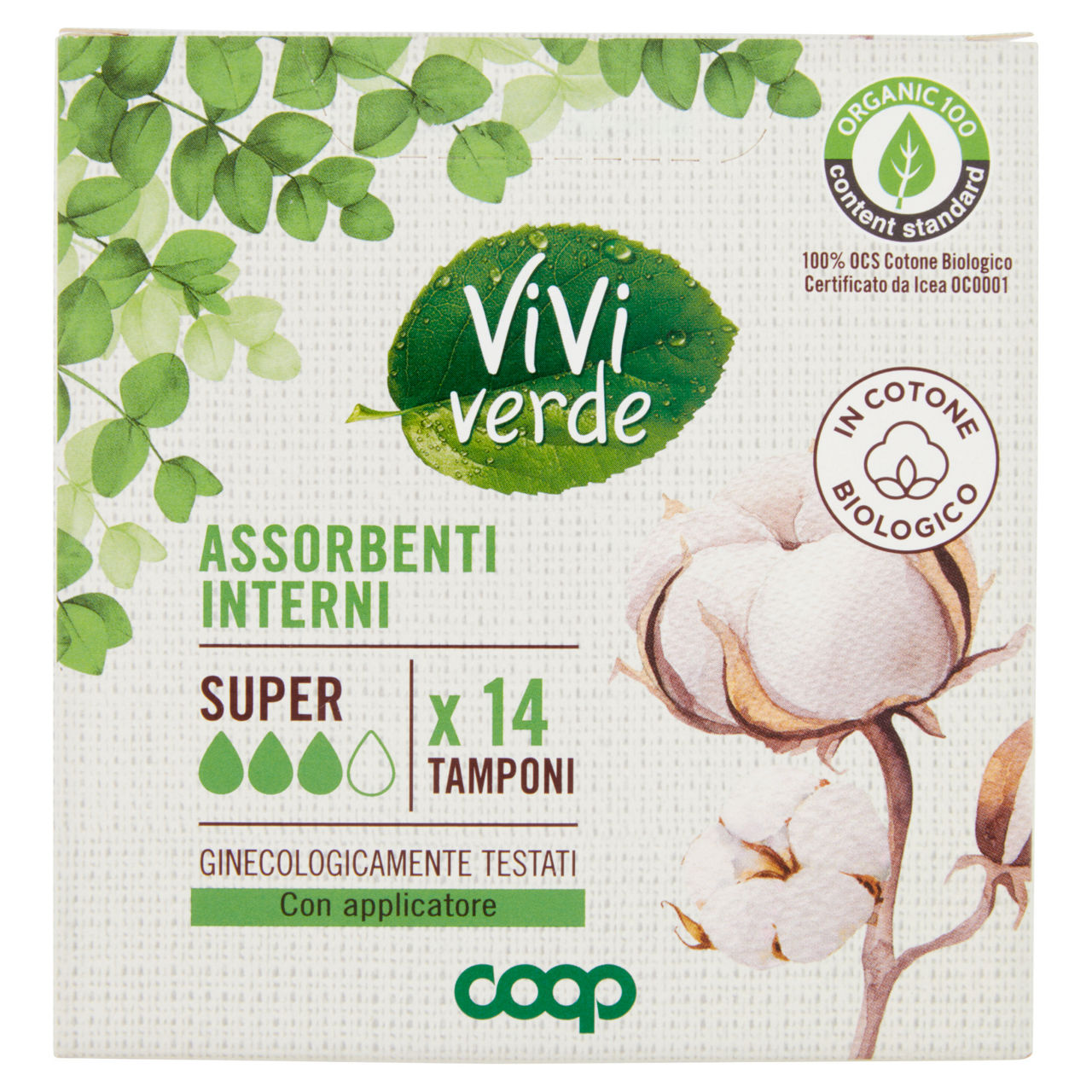 Assorbenti interni vivi verde coop cotone bio super pz. 14 - Immagine 01