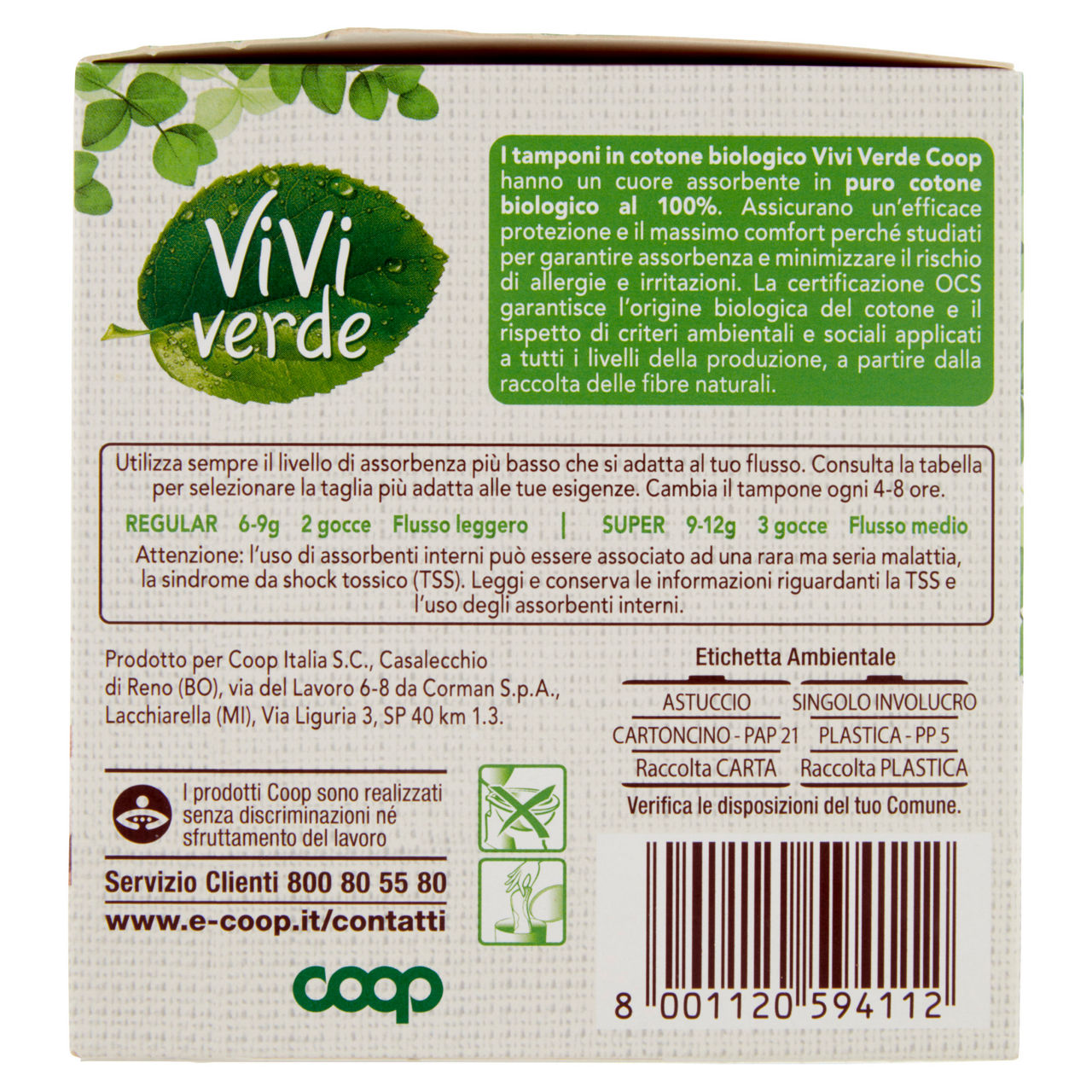 Assorbenti interni vivi verde coop cotone bio super pz. 14 - Immagine 61