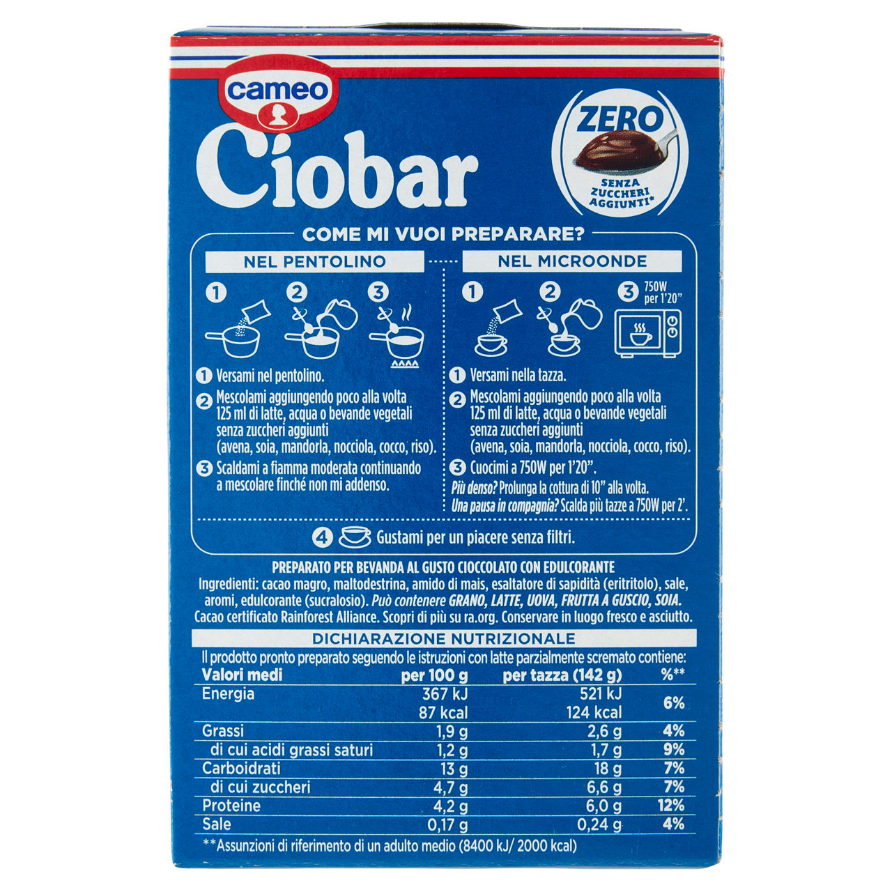 Preparato per cioccolata senza zuccheri aggiunti 4 pz 76 gr - Immagine 51