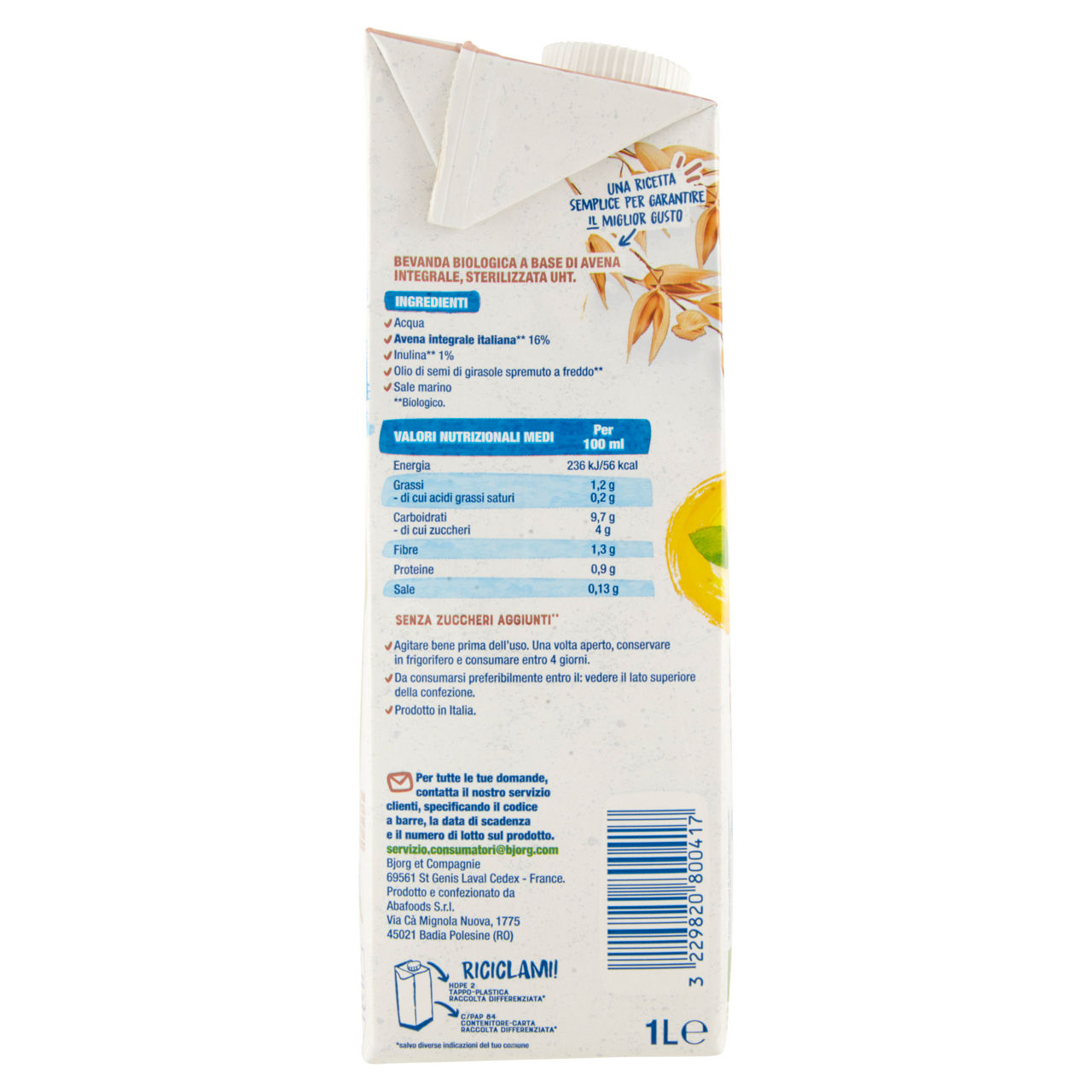 Bevanda di avena integrale 1 lt - Immagine 51