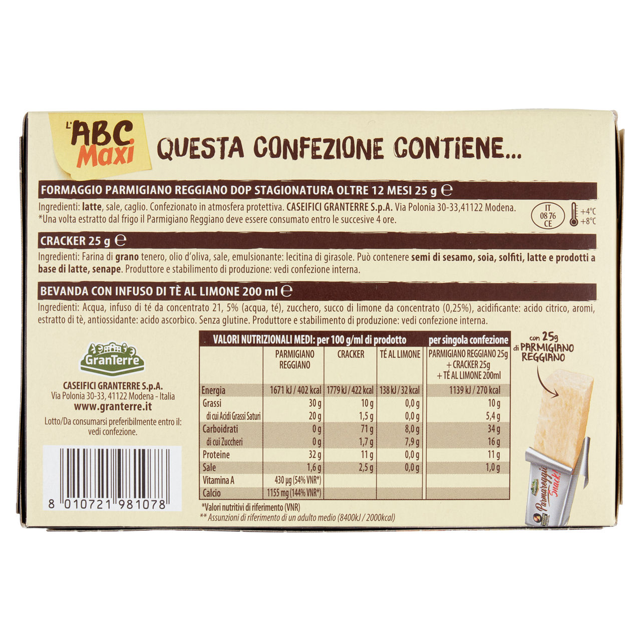 Merenda salata maxi cracker parmigiano e tè al limone 250 gr - Immagine 41