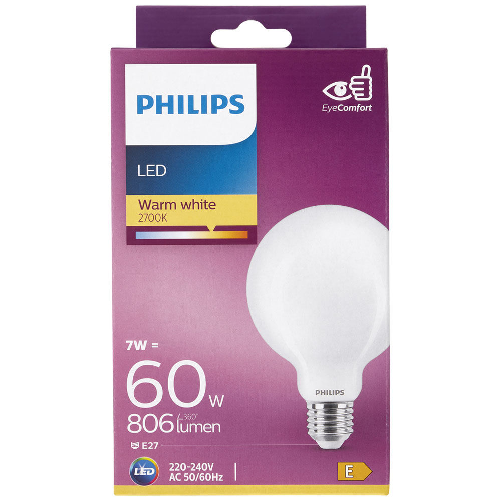 Lampadina led globo 60w attacco e27 luce calda non dimmerabile - Immagine 01