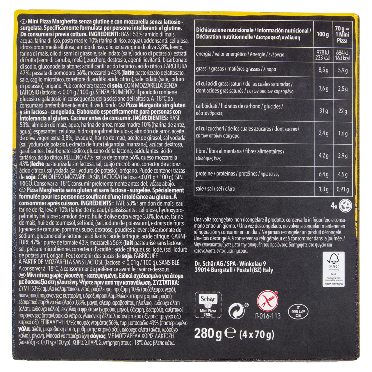 Mini pizza Margherita senza glutine e senza lattosio 4 pz 280 gr - Immagine 51