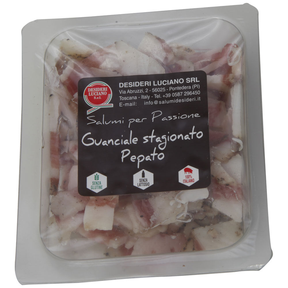 Guanciale stagionato pepato 90 gr - Immagine 01