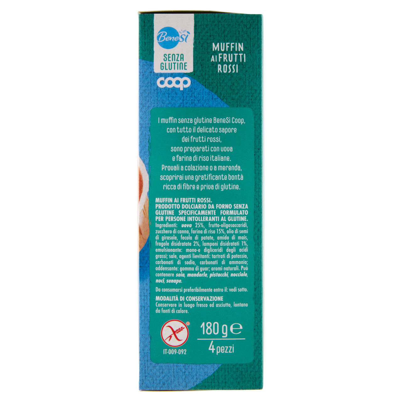 Muffin senza glutine ai frutti di bosco  bene si' coopg 4x45 g 180 - Immagine 31