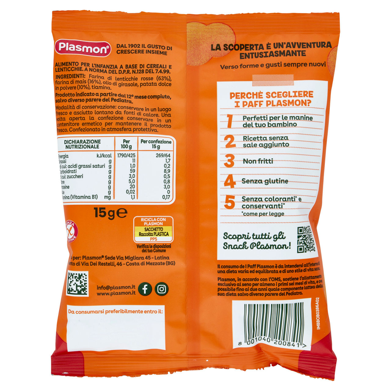 Snack i Paff dei bambini lenticchie e patate 15 gr - Immagine 21