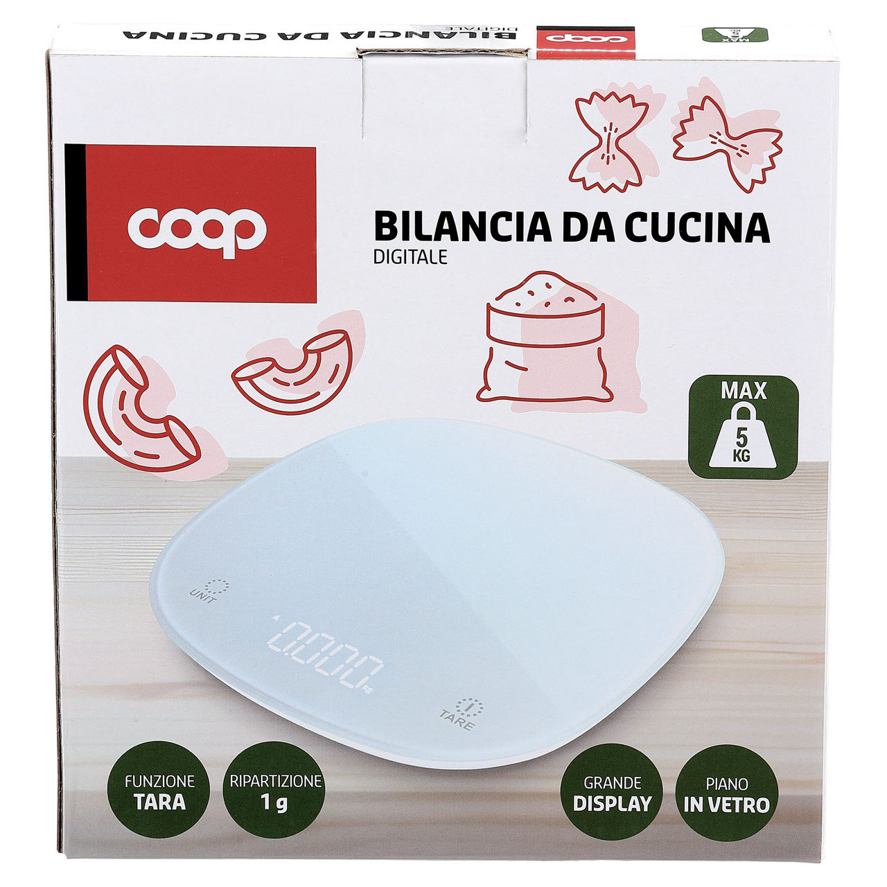 Bilancia cucina in vetro digitale coop