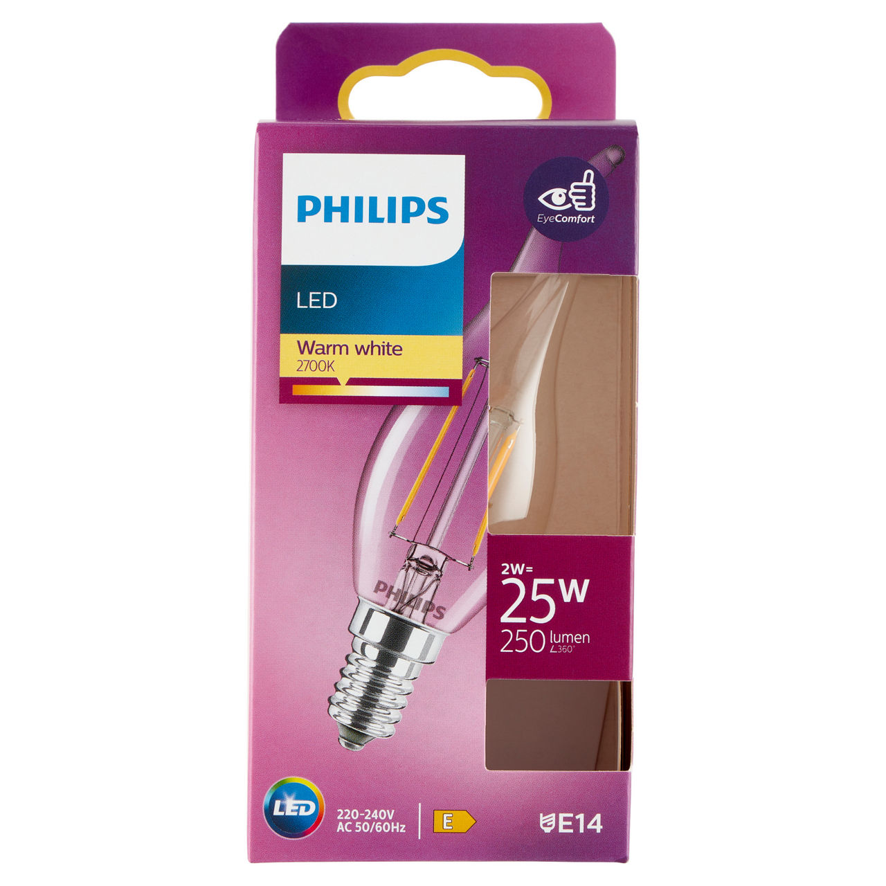 Led colpo di vento filamento 25w e14 2700k non dim