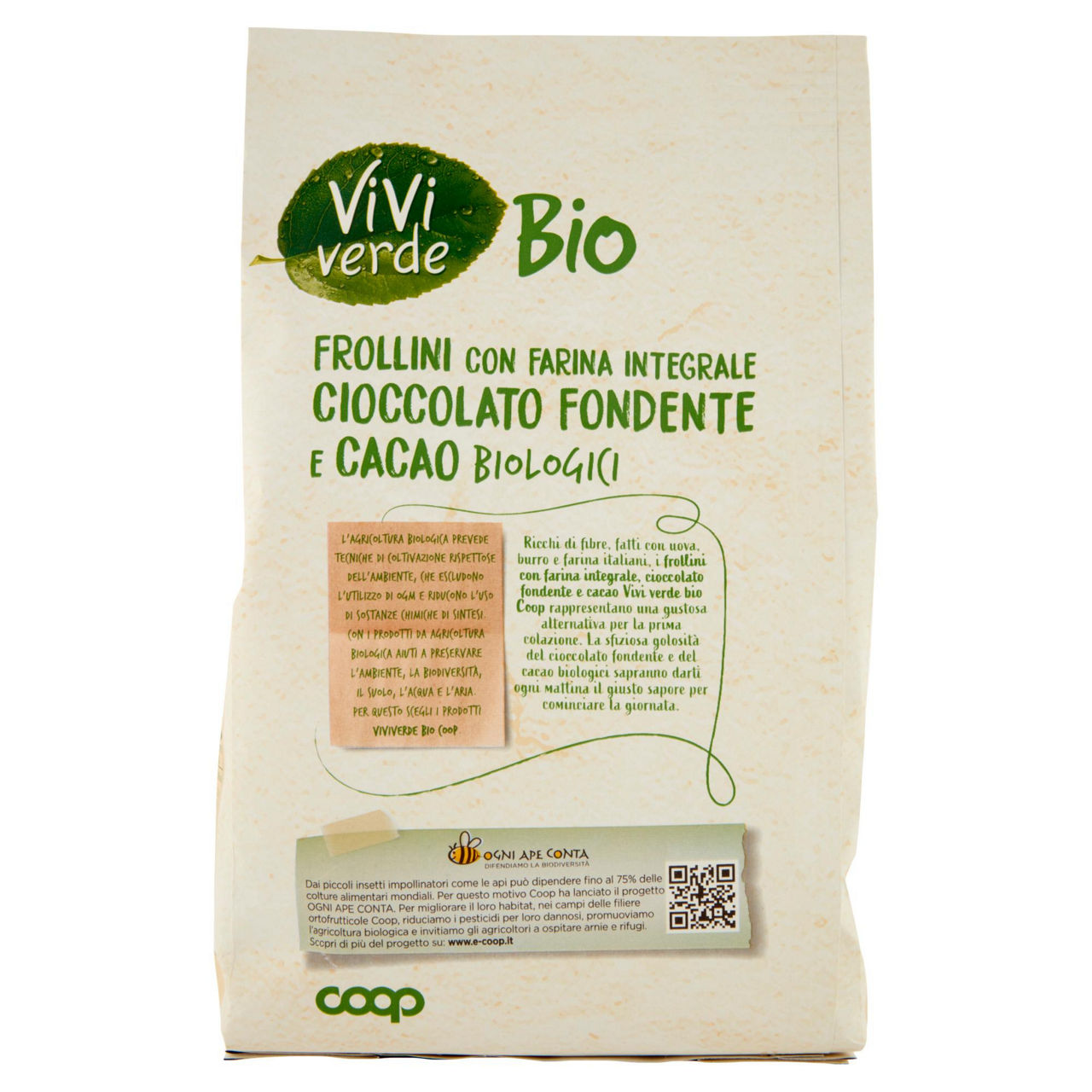 Biscotti frollini con farina integrale cioccolato fondente e cacao bio 330 gr - Immagine 51