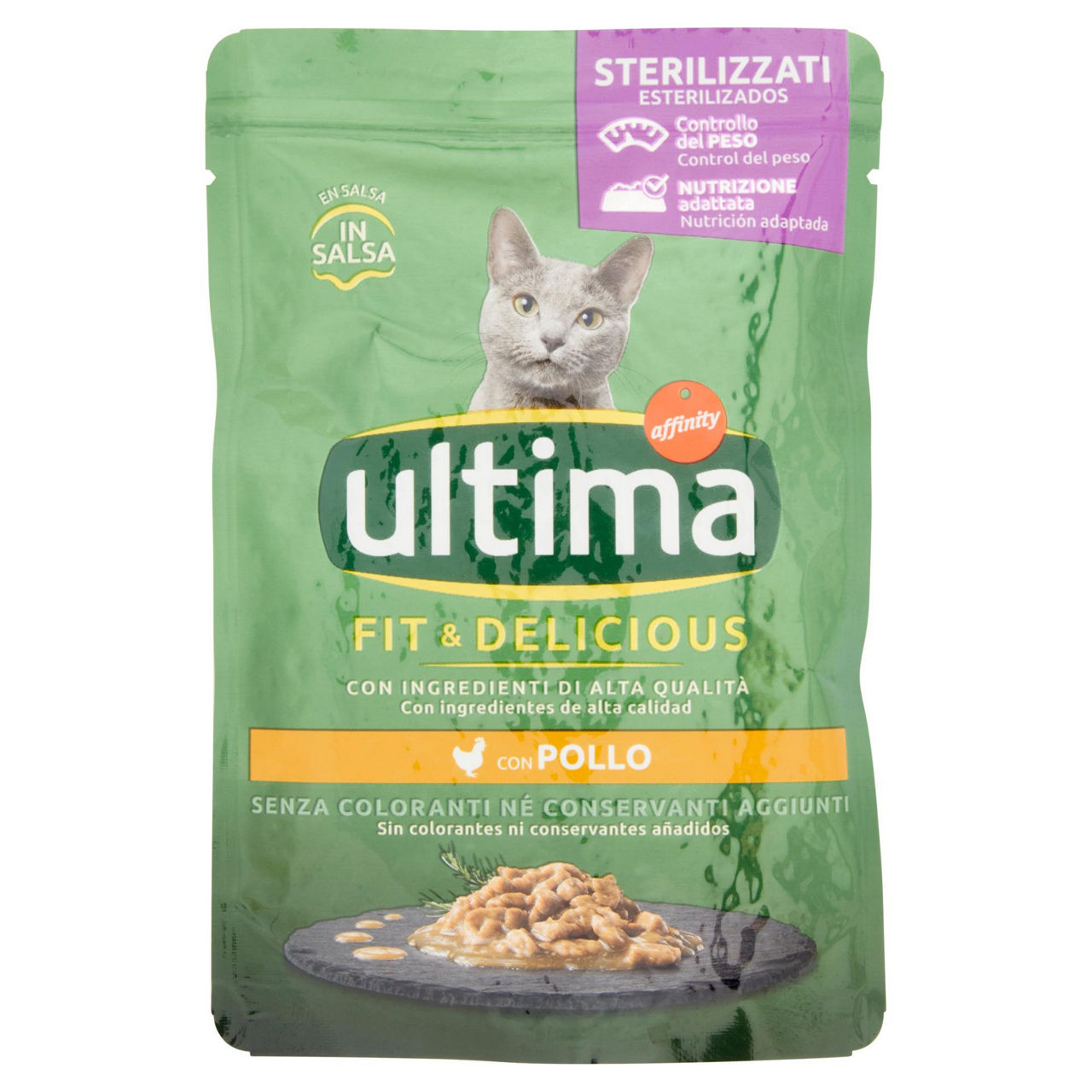 Umido per gatti sterilizzati con pollo 85 gr