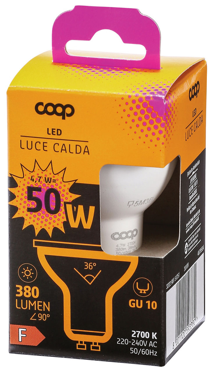 Led faretto coop 50w gu10 36d 380lm 2700k