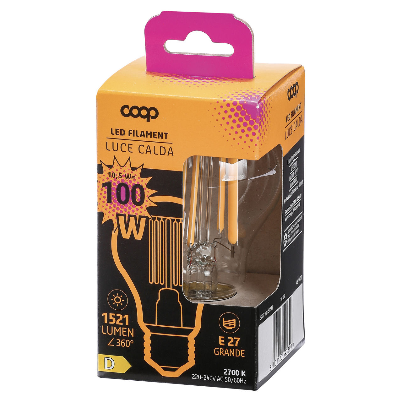 Led fil goccia coop 100w e27 1521lm 2700k - Immagine 01