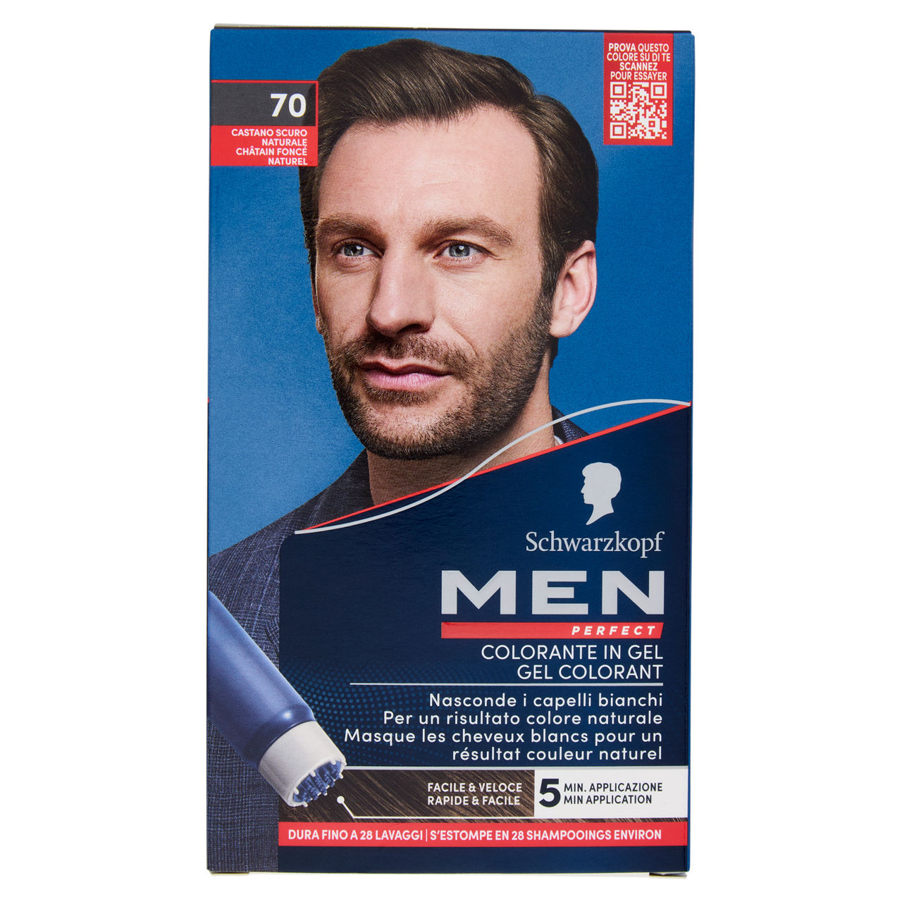 Colorazione uomo schwarzkopf men perfect 70 castano scuro pz 1 - Immagine 01